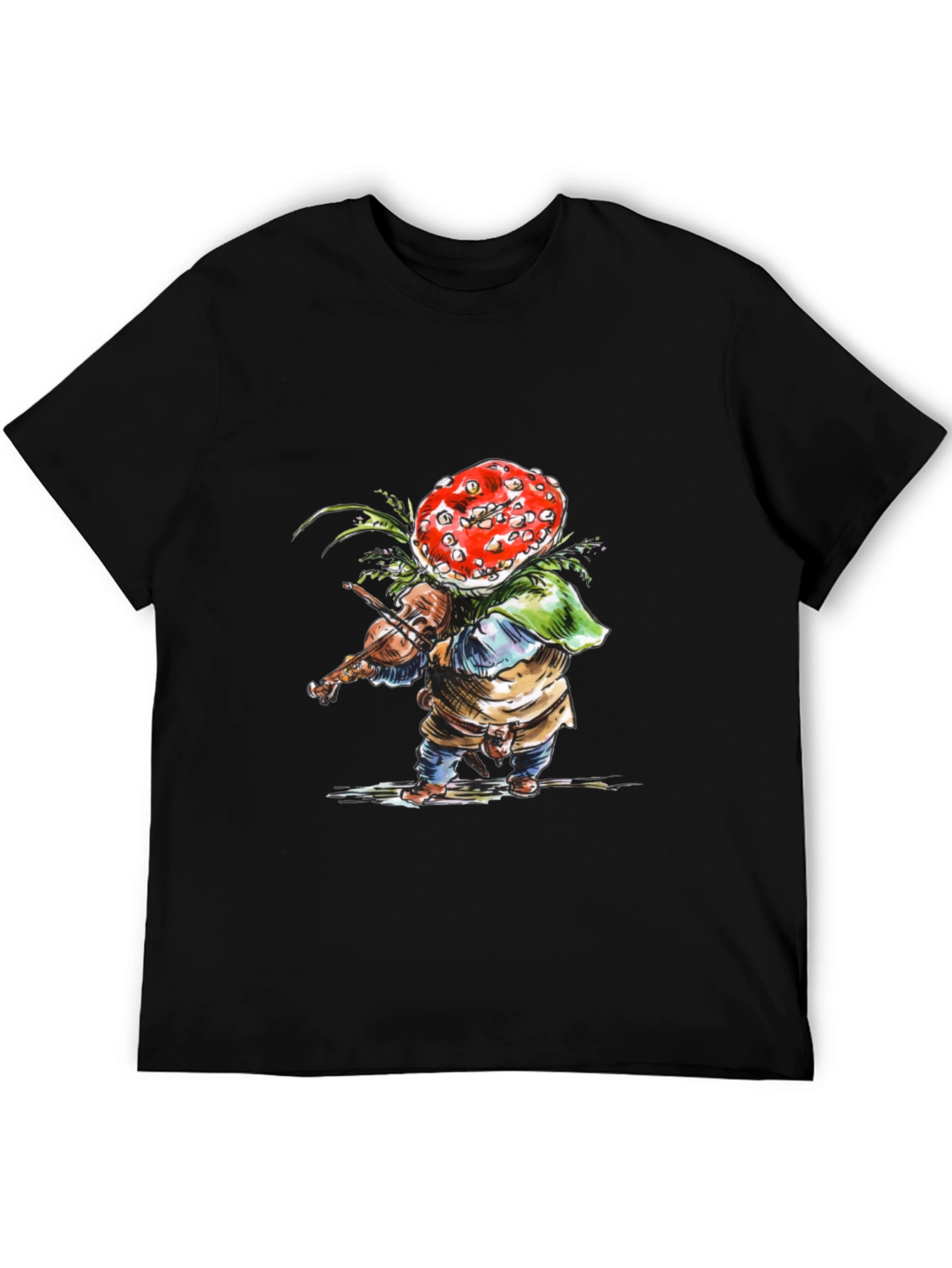 Mushroom Violinist Black T-Shirt