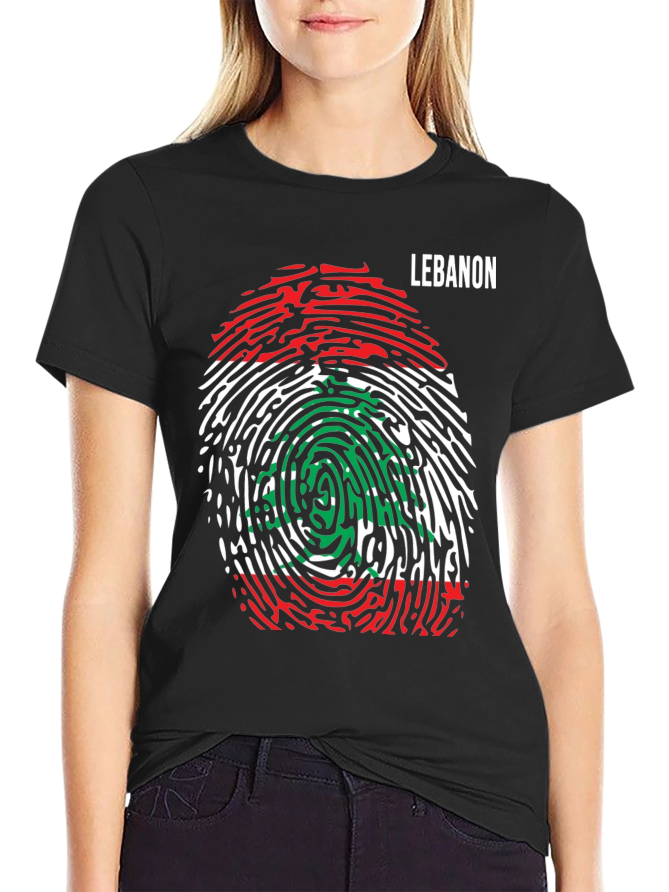 Lebanon Flag Fingerprint T-Shirt