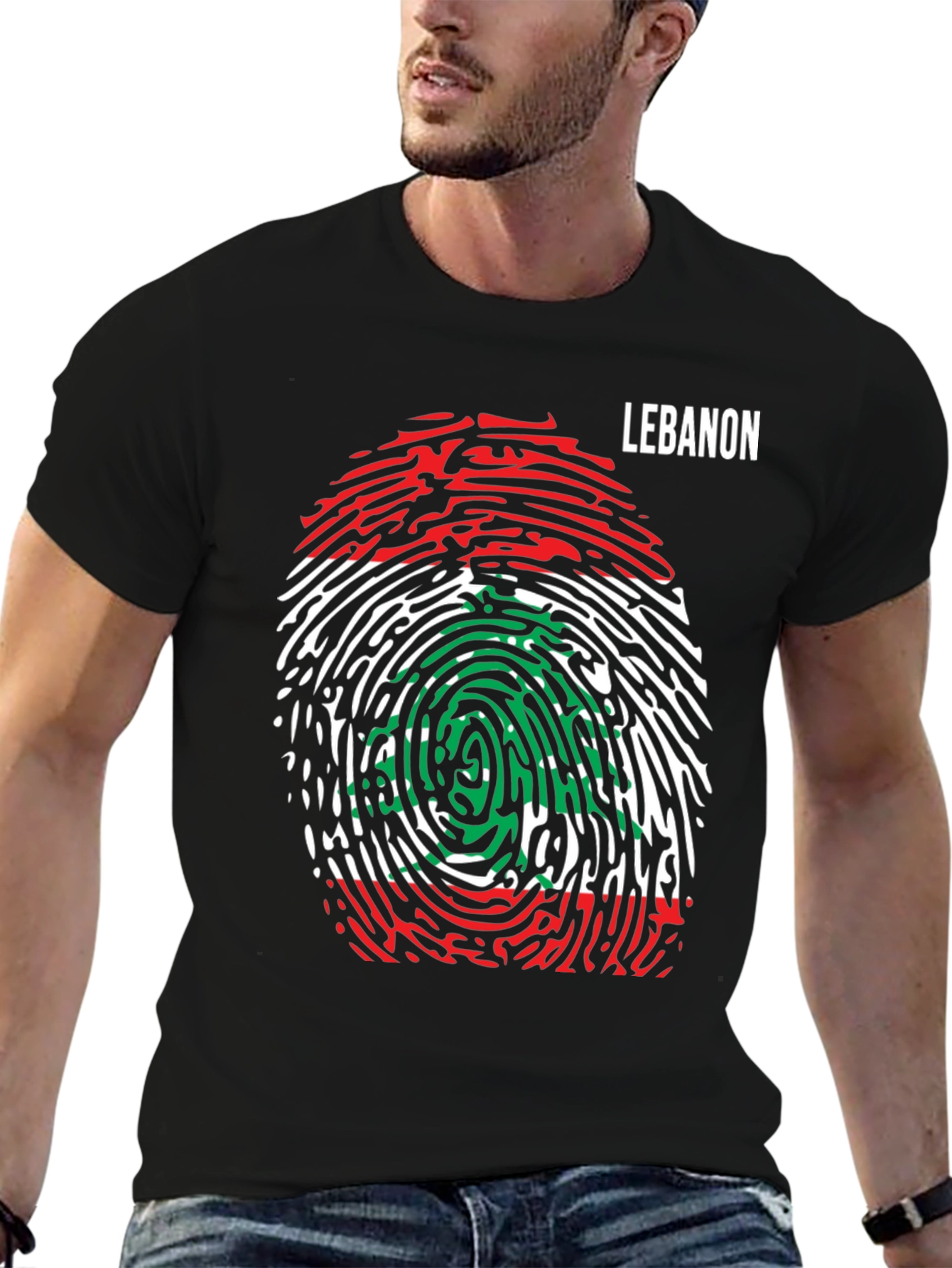 Lebanon Flag Fingerprint T-Shirt