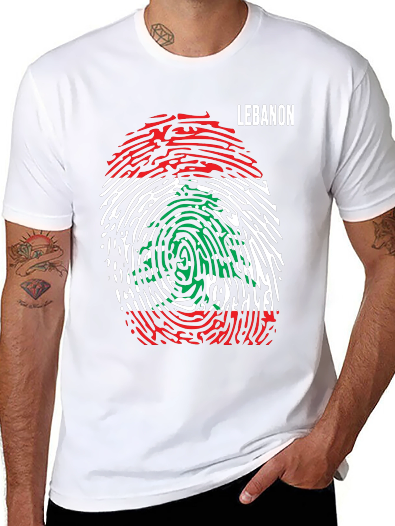 Lebanon Flag Fingerprint T-Shirt