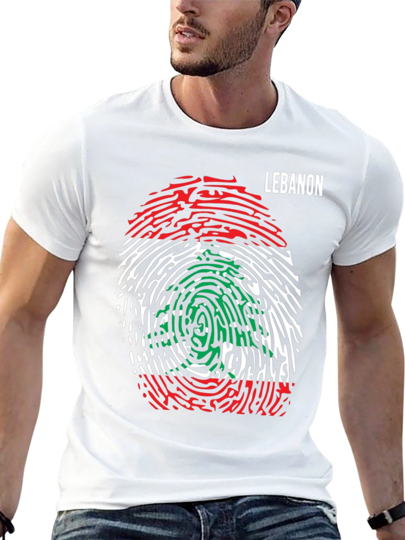 Lebanon Flag Fingerprint T-Shirt