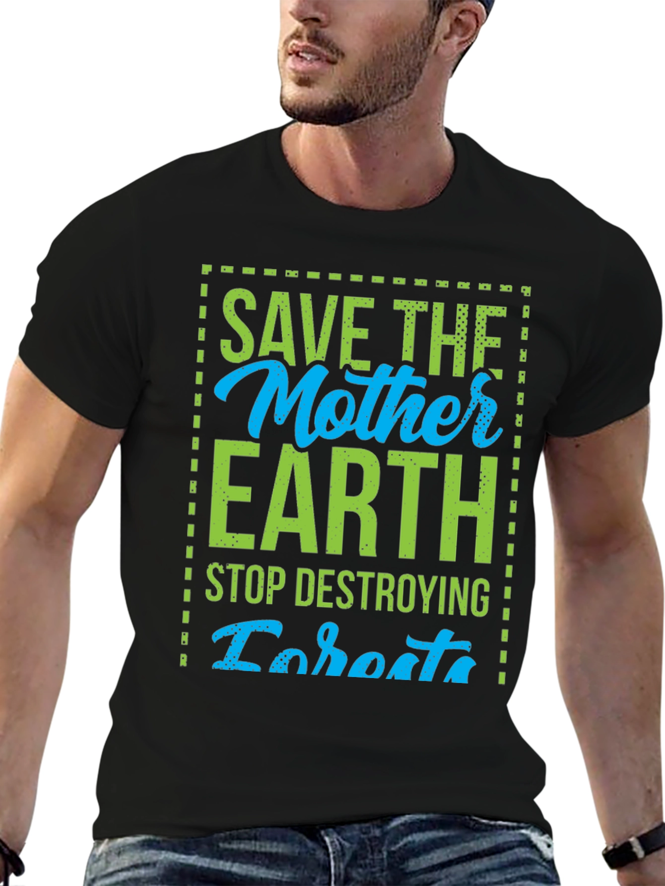 Save the Mother Earth Graphic Tee - Black