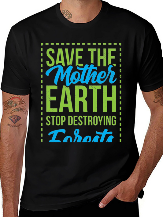 Save the Mother Earth Graphic Tee - Black