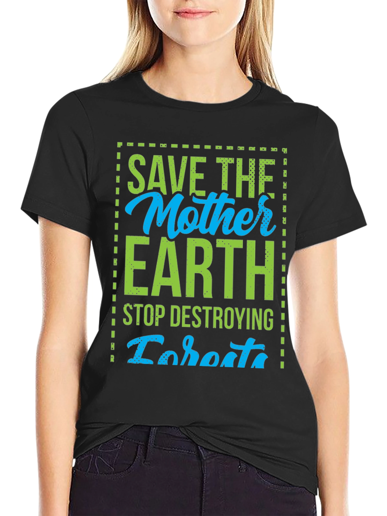 Save the Mother Earth Graphic Tee - Black