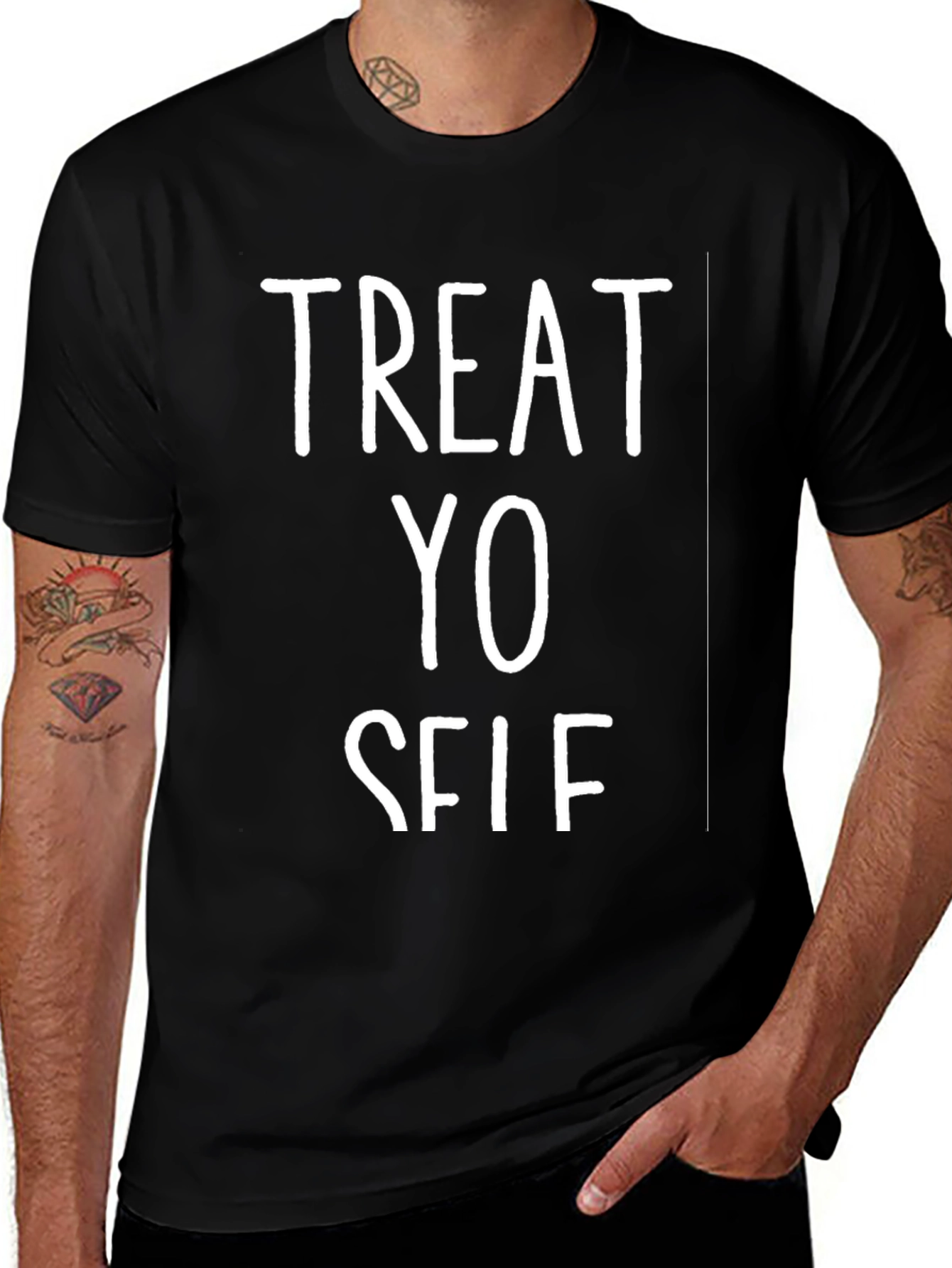 Treat Yo Self Black Graphic Tee