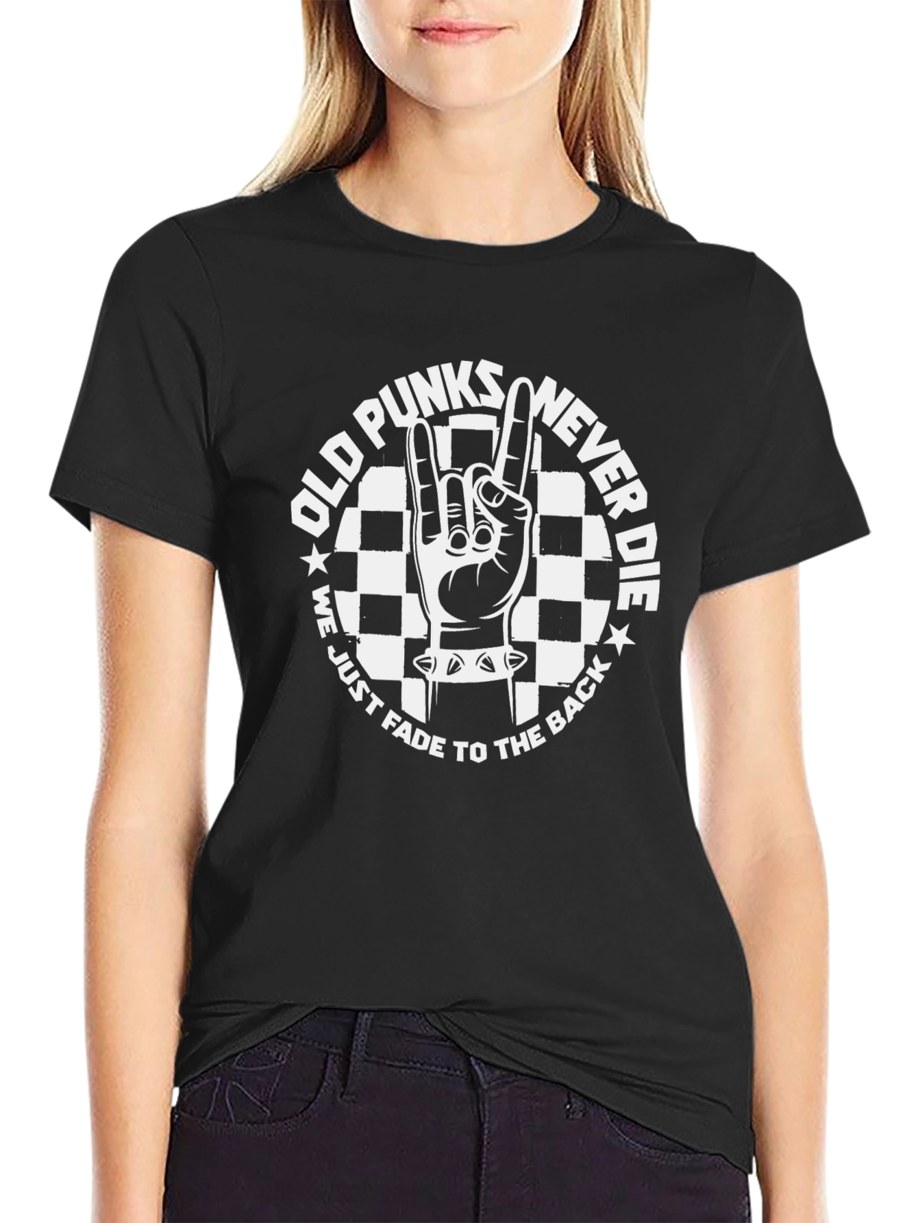 Old Punks Never Die Black Graphic T-Shirt
