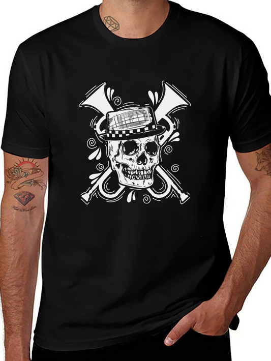 Skull & Trumpets Graphic Tee - Rock n Roll Style