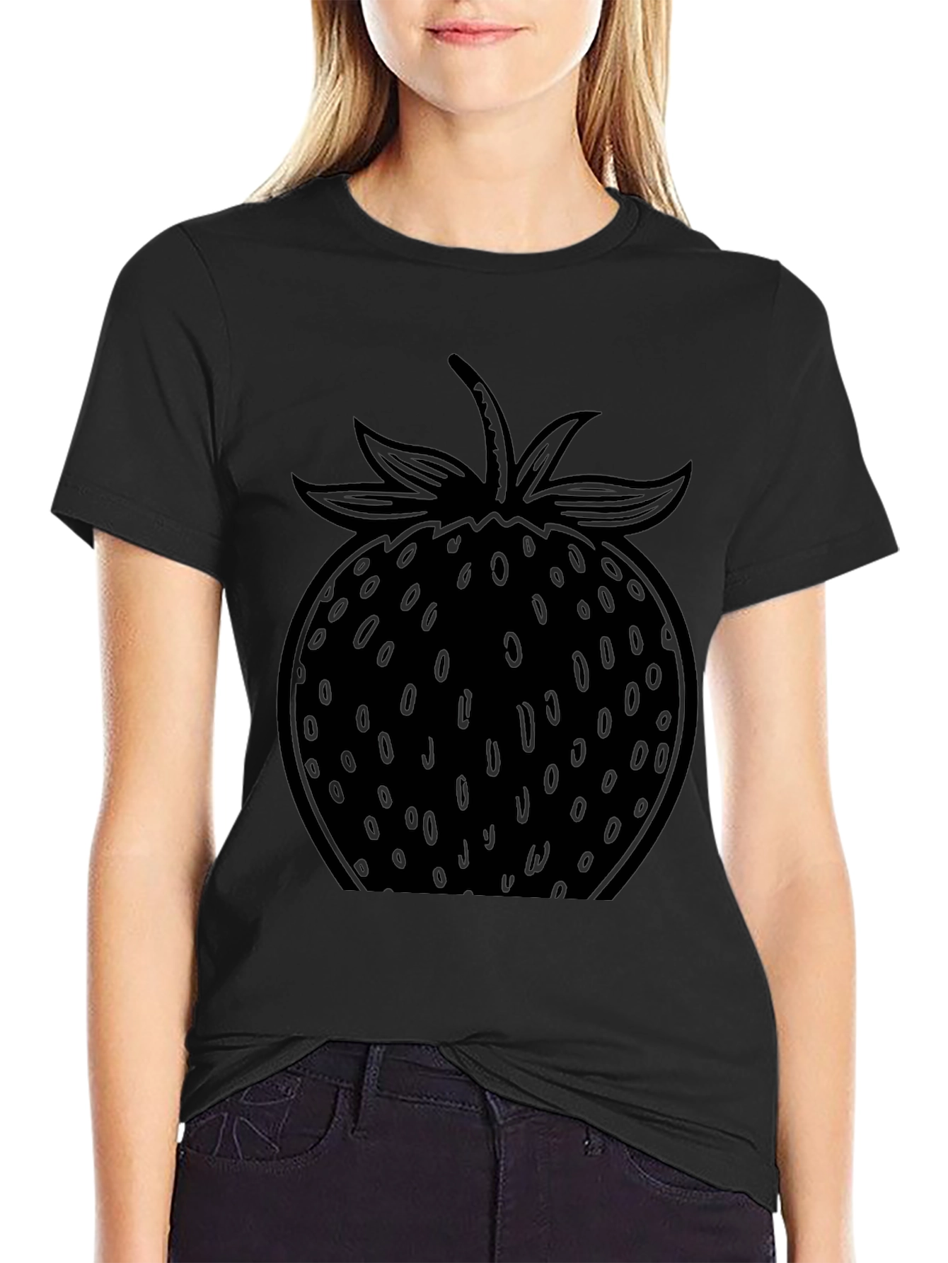 Strawberry Graphic Black T-Shirt