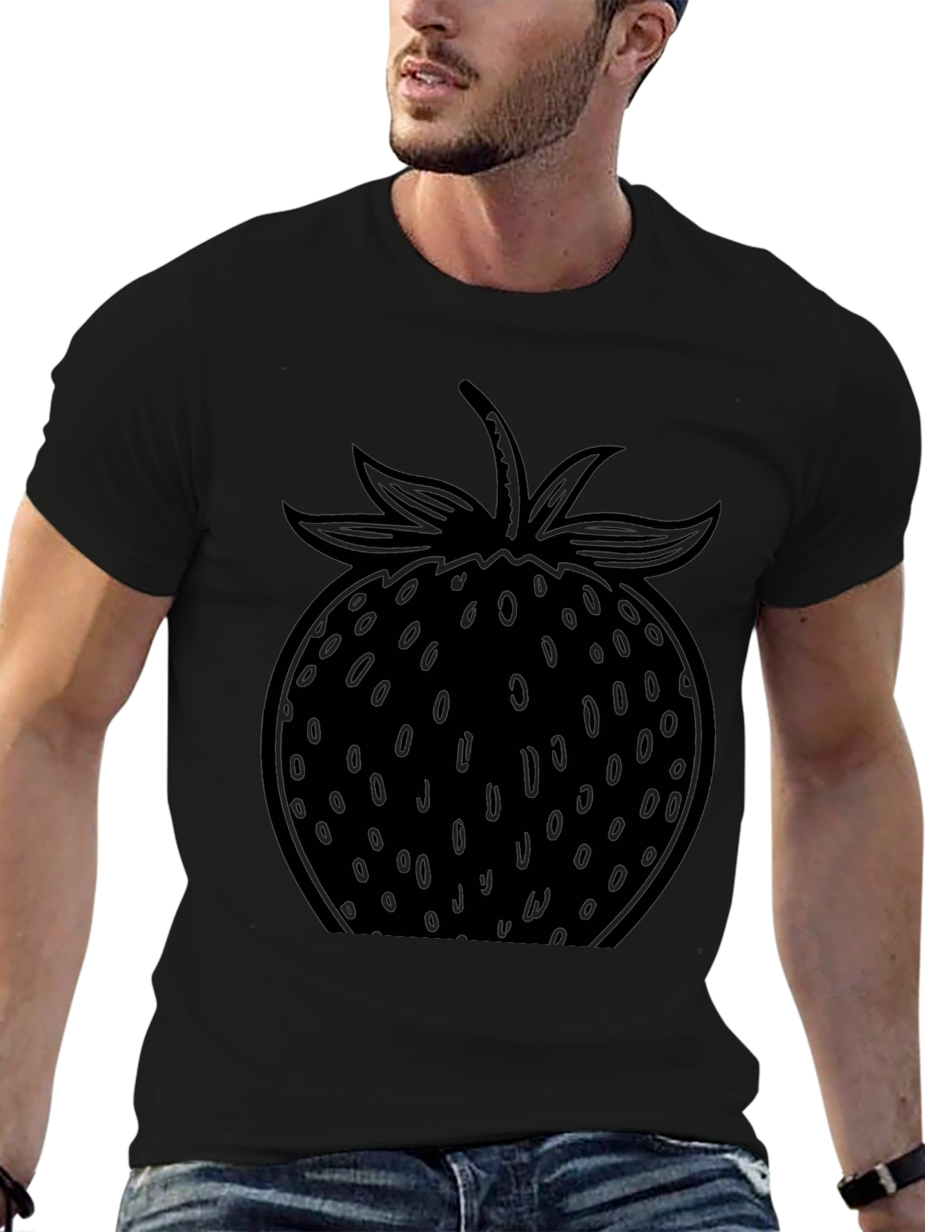 Strawberry Graphic Black T-Shirt