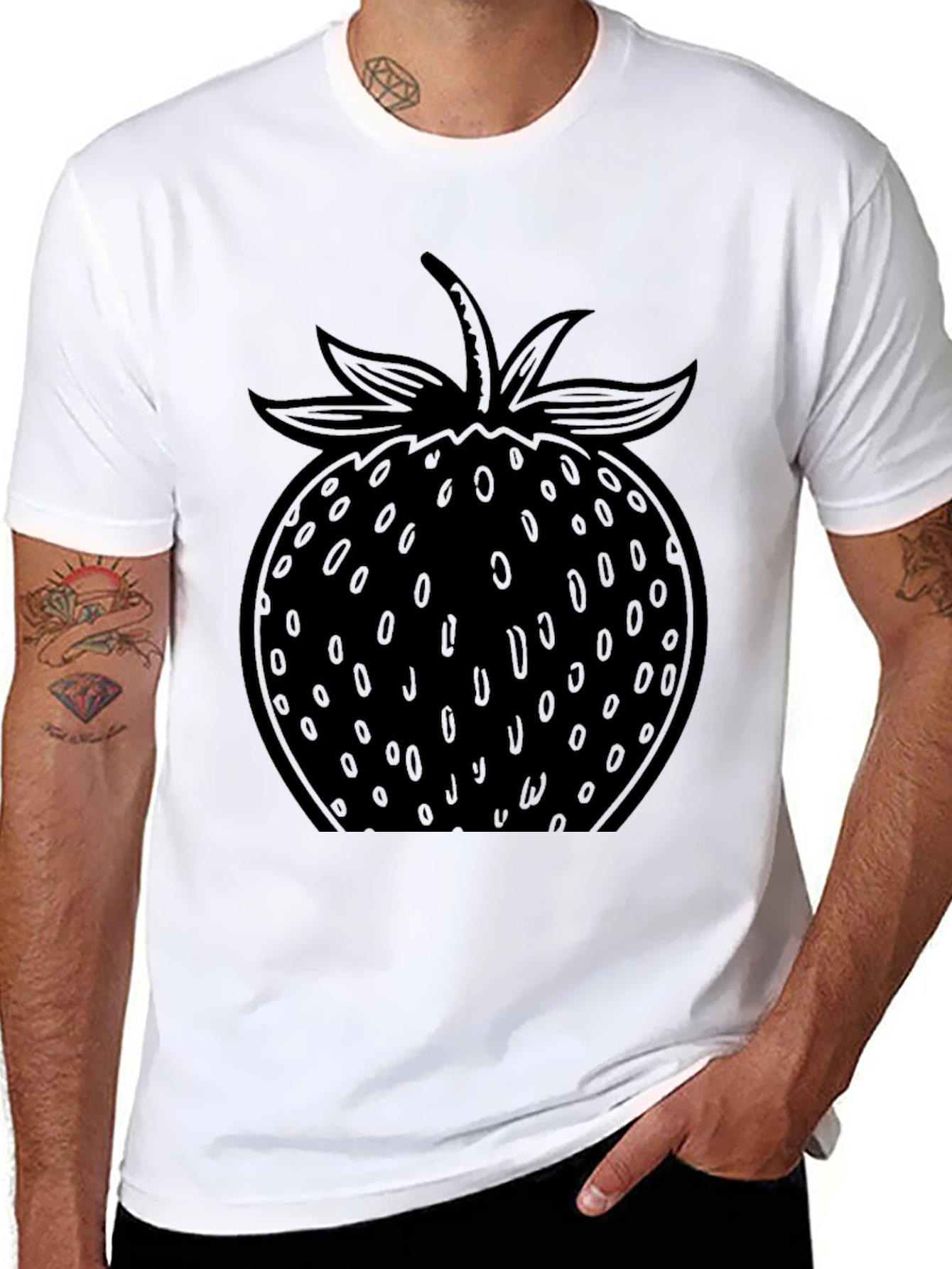 Strawberry Graphic Black T-Shirt