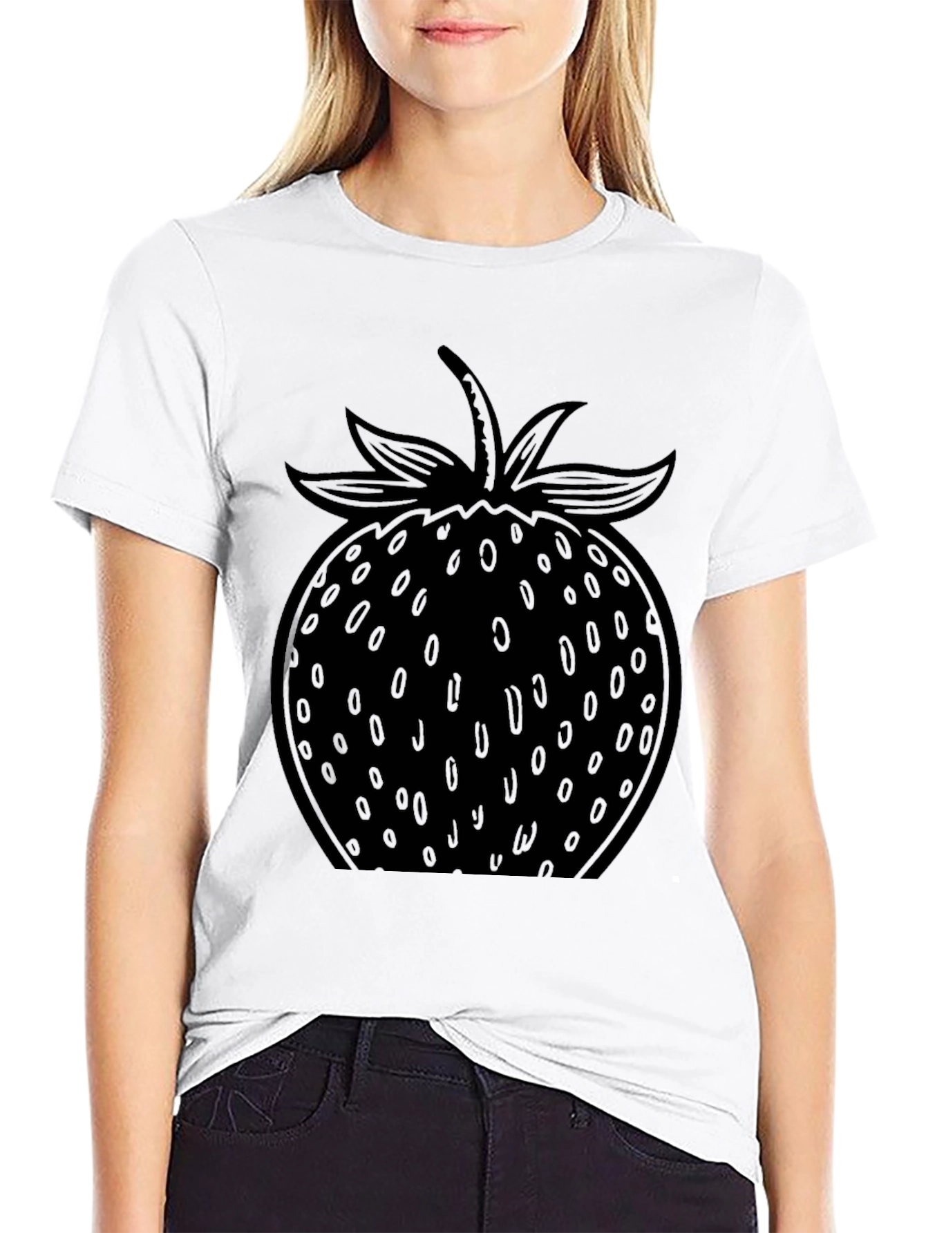 Strawberry Graphic Black T-Shirt