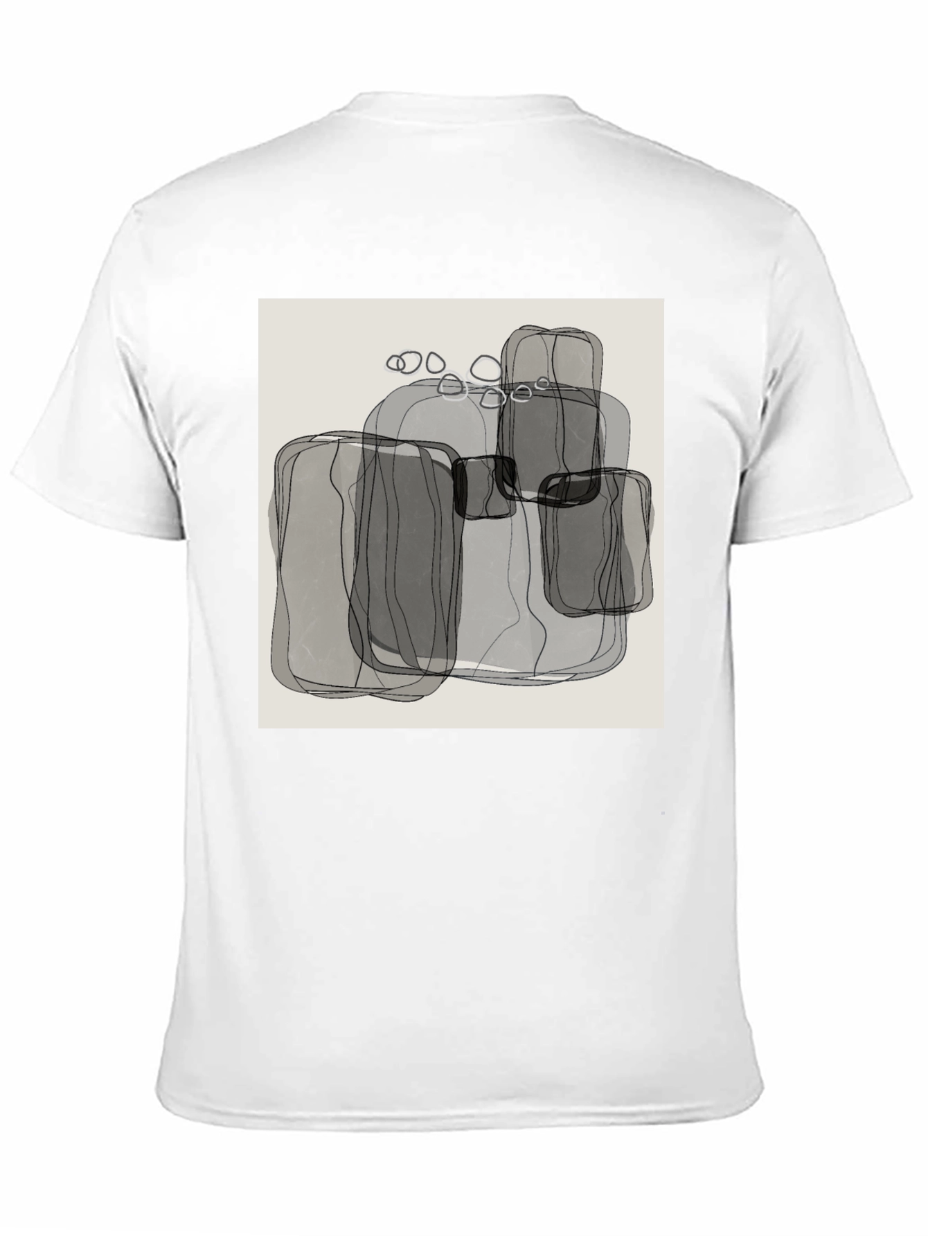 Abstract Gray Block Print Mens Black T-Shirt