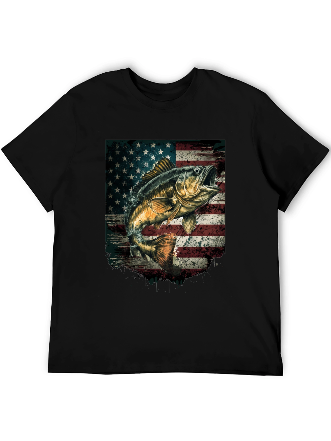 American Flag Bass Fishing T-Shirt