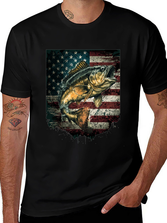 American Flag Bass Fishing T-Shirt