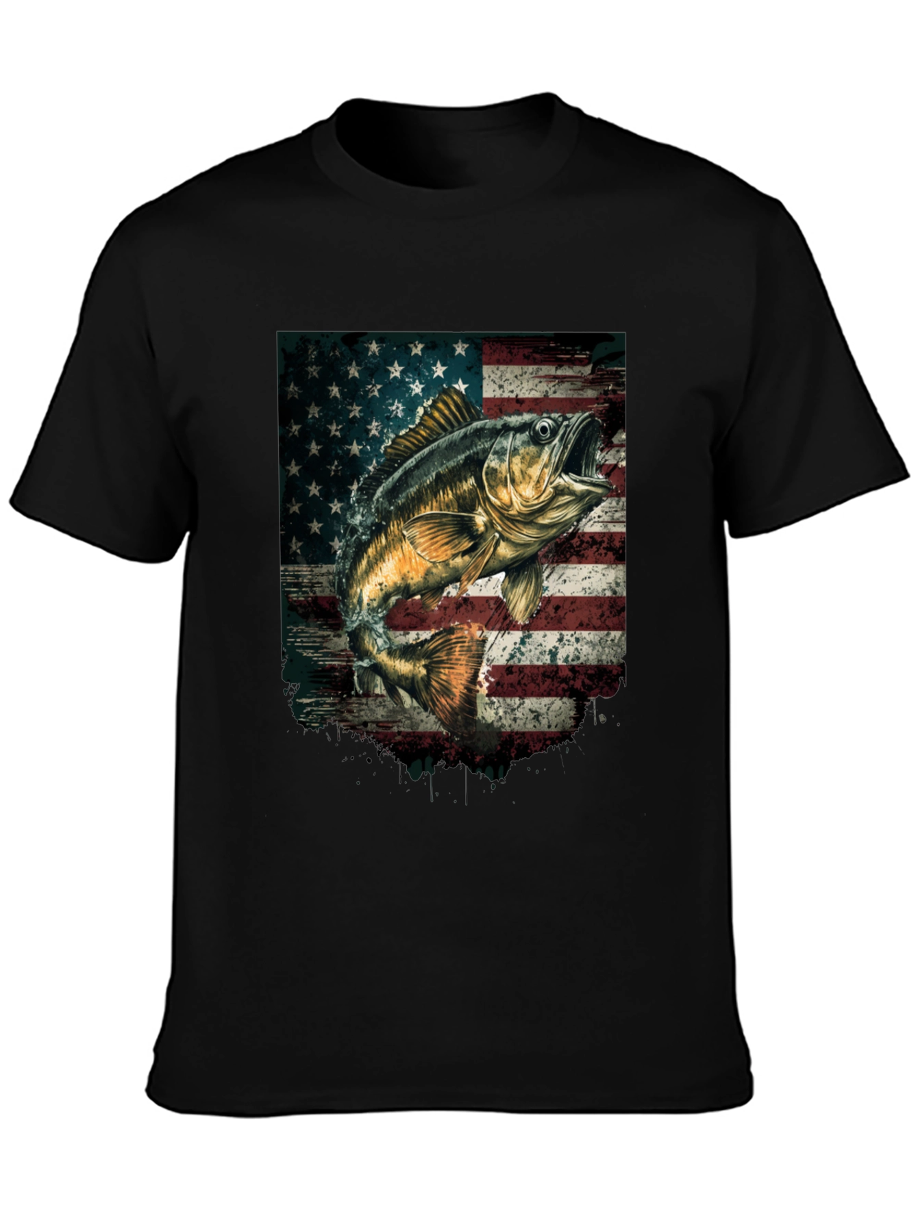 American Flag Bass Fishing T-Shirt