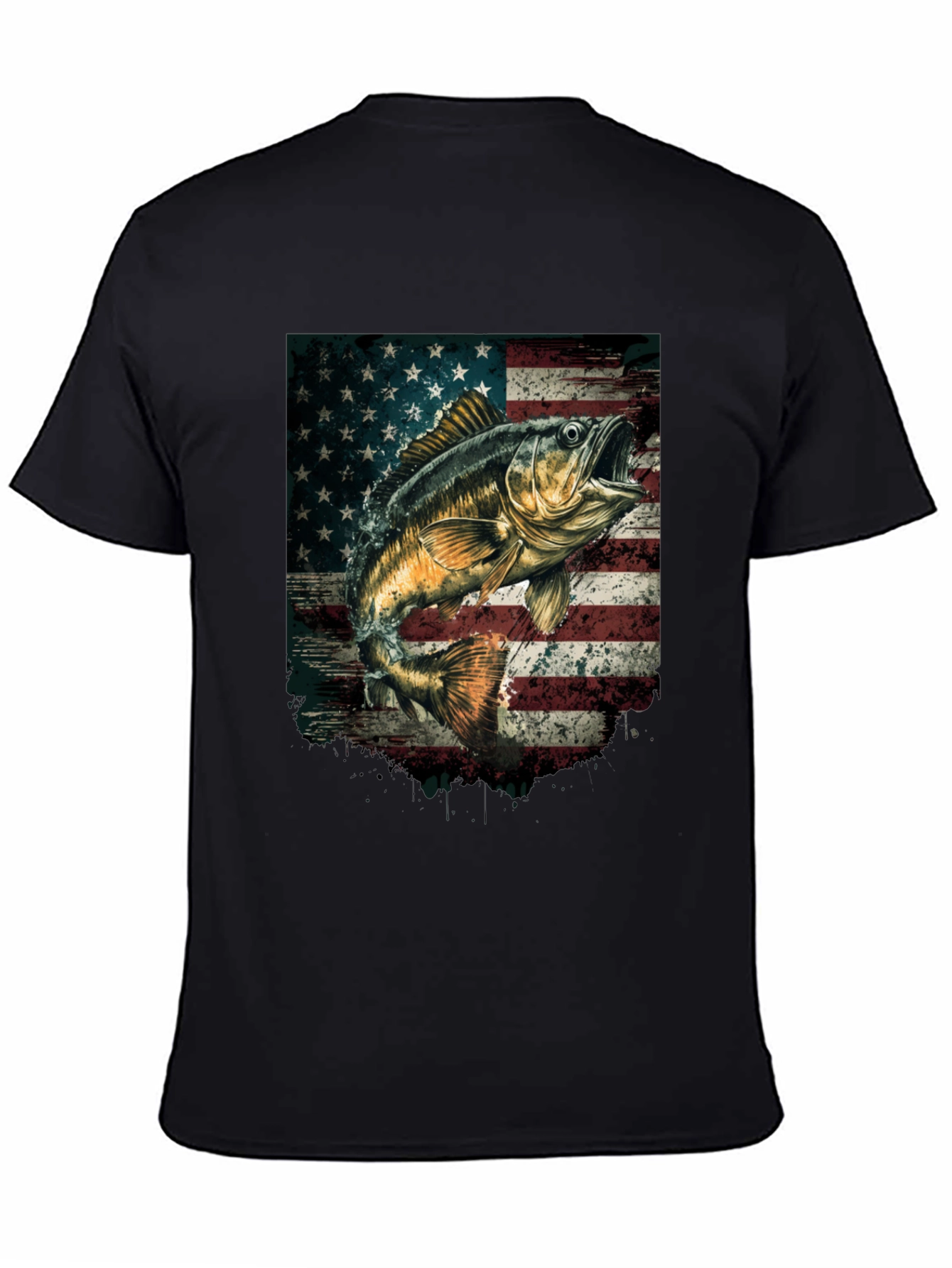 American Flag Bass Fishing T-Shirt