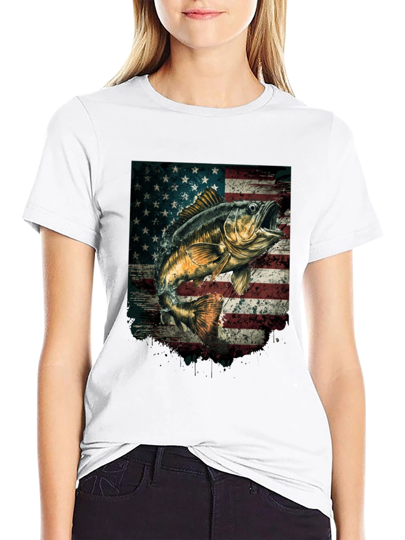 American Flag Bass Fishing T-Shirt