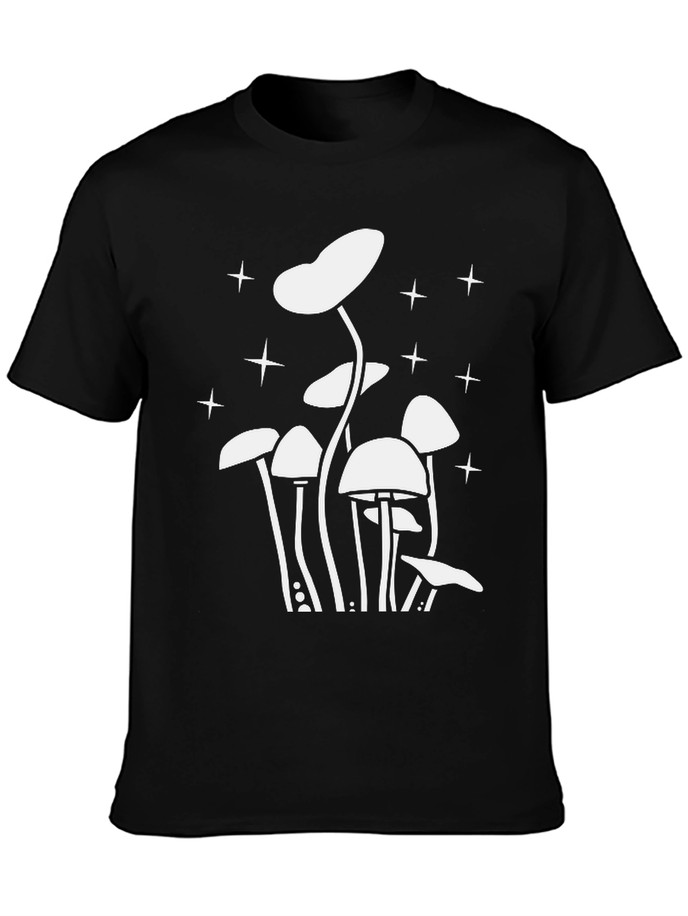 Mushroom Starry Night Graphic Tee - Black