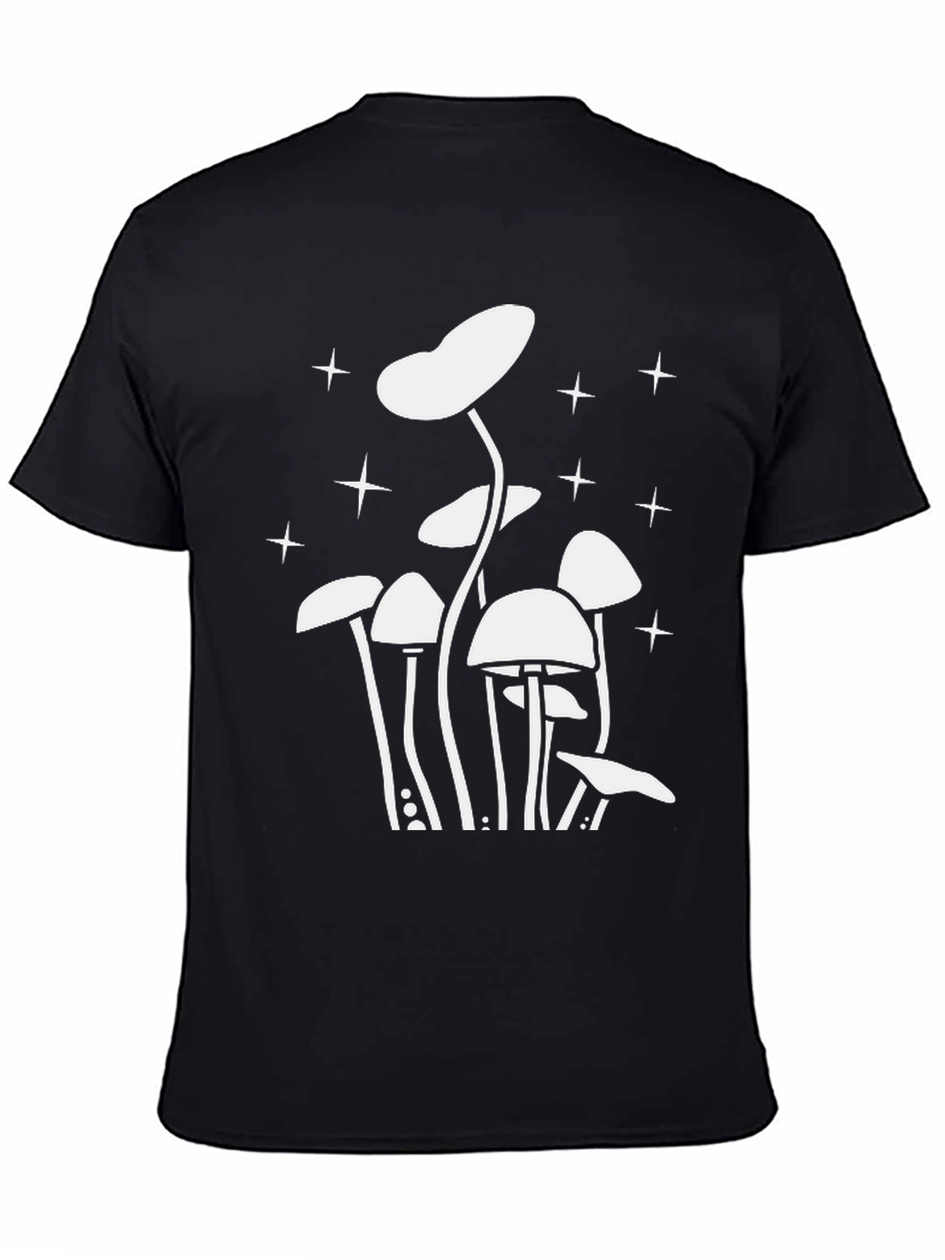 Mushroom Starry Night Graphic Tee - Black