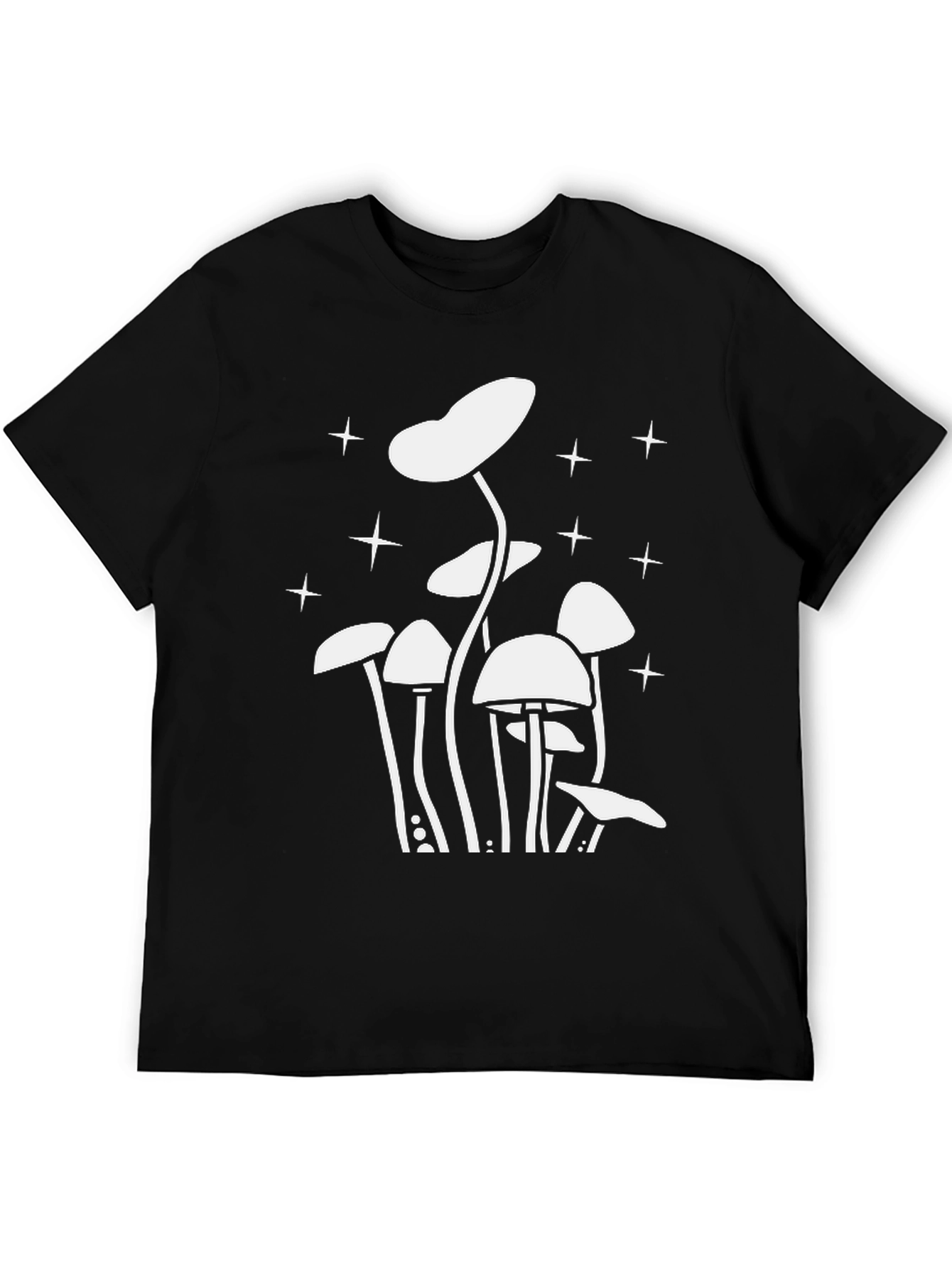 Mushroom Starry Night Graphic Tee - Black