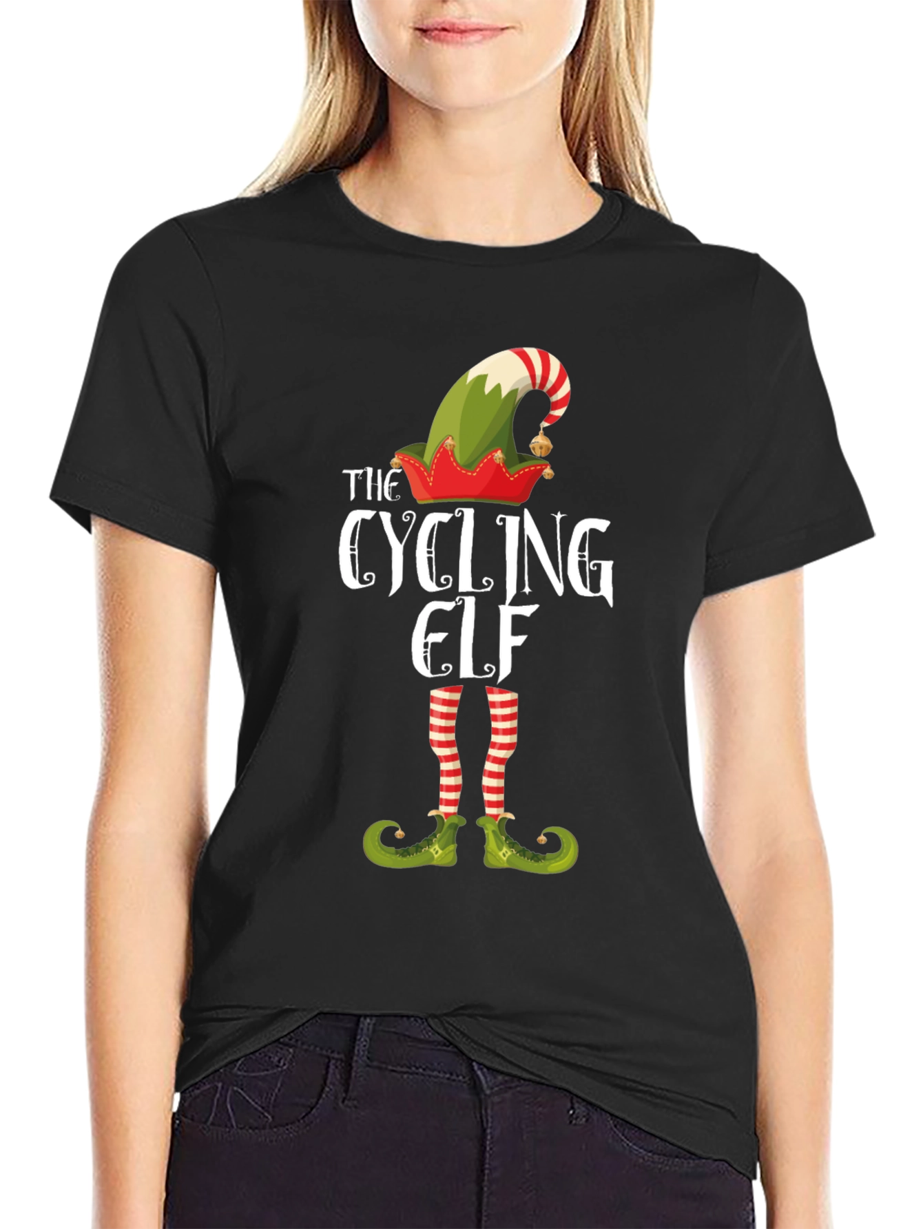 The Cycling Elf T-Shirt - Holiday Festive Tee