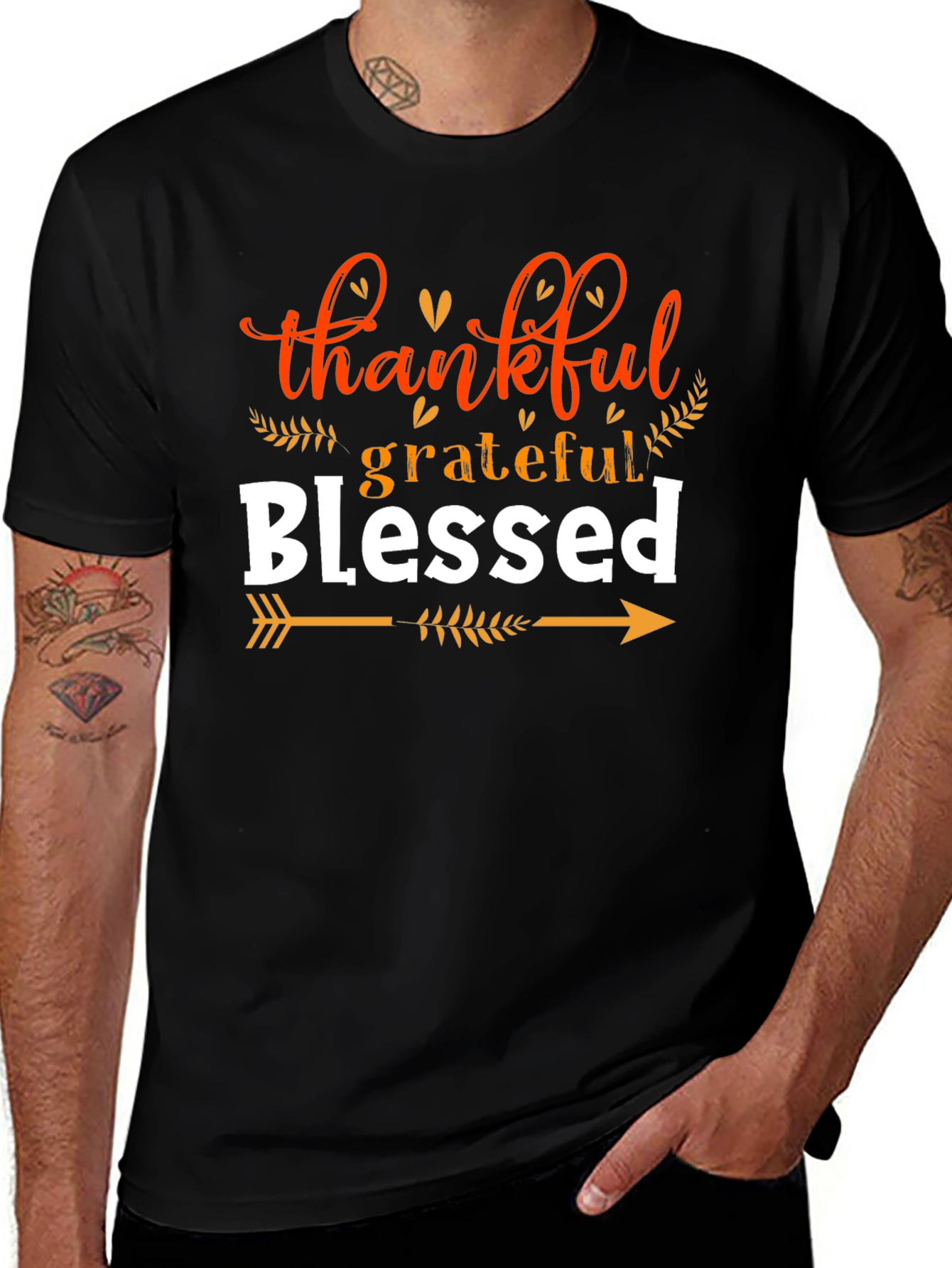Thankful Grateful Blessed T-Shirt - Fall Thanksgiving Tee