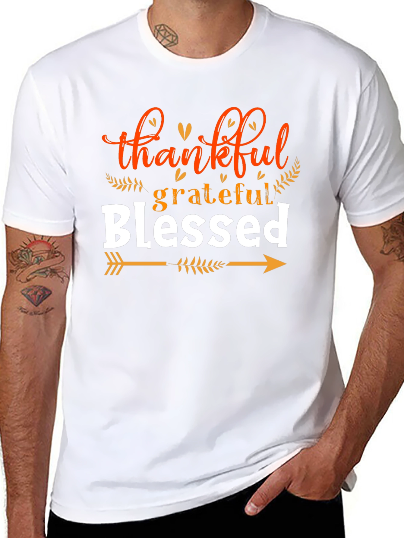 Thankful Grateful Blessed T-Shirt - Fall Thanksgiving Tee