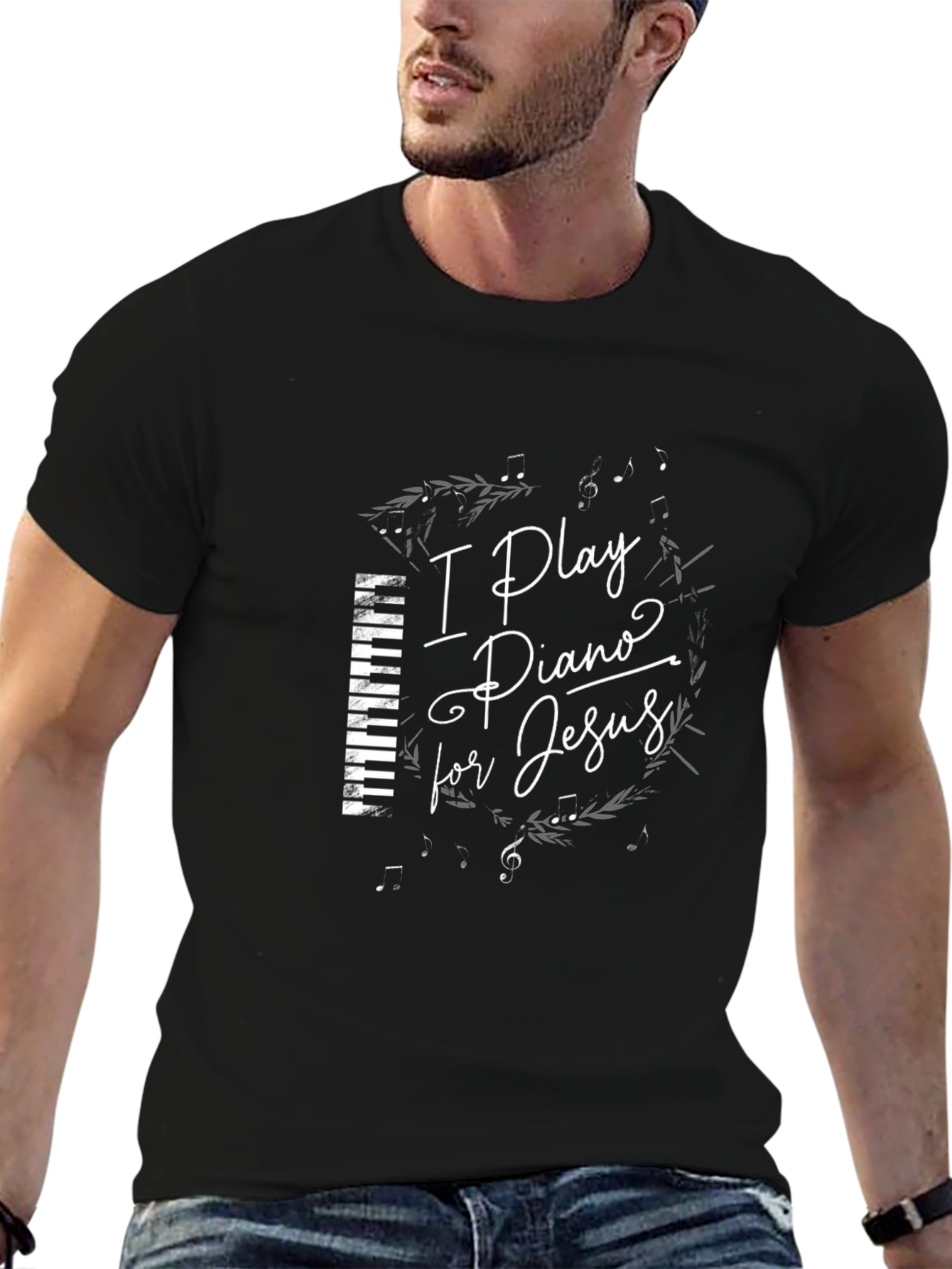 I Play Piano for Jesus Black T-Shirt