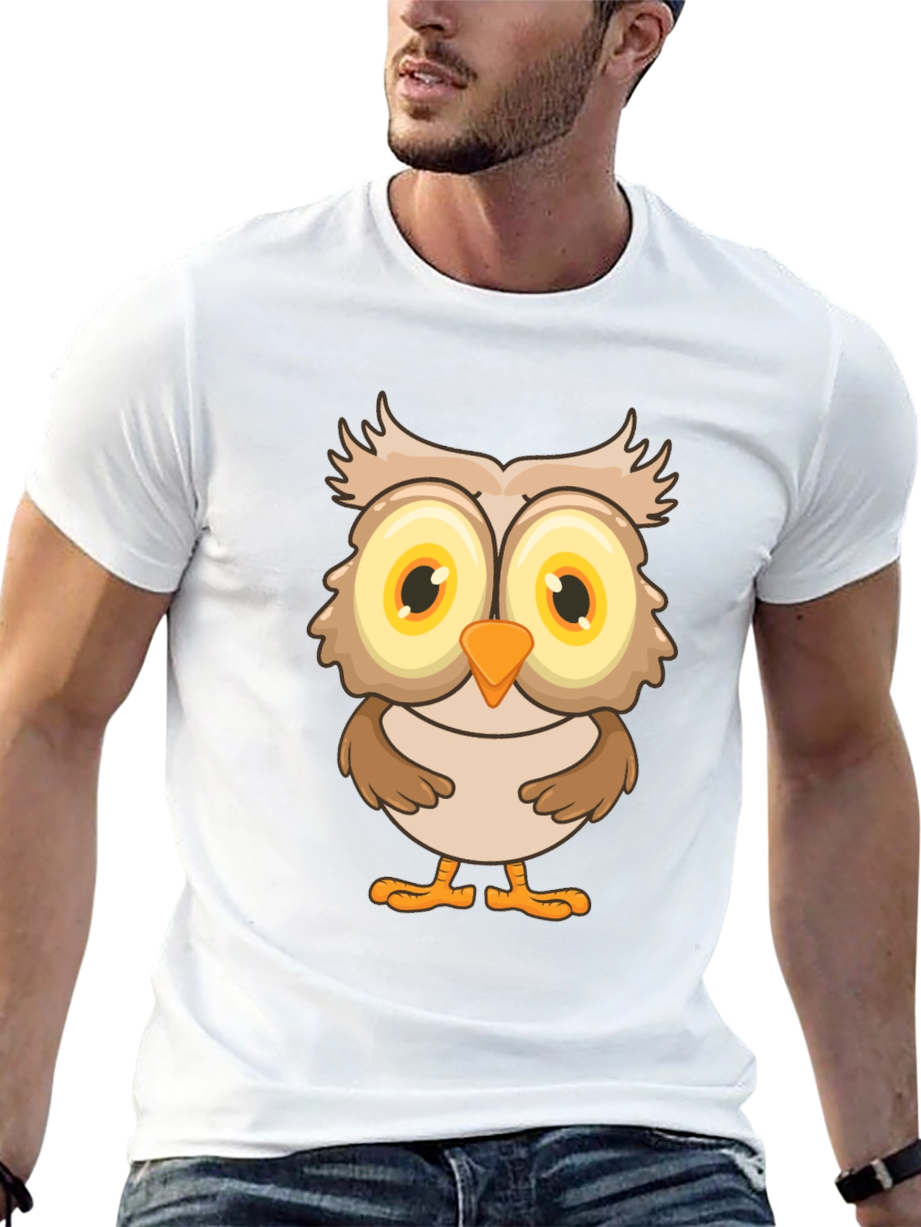 Owl Graphic Print T-Shirt - Black Cotton Tee