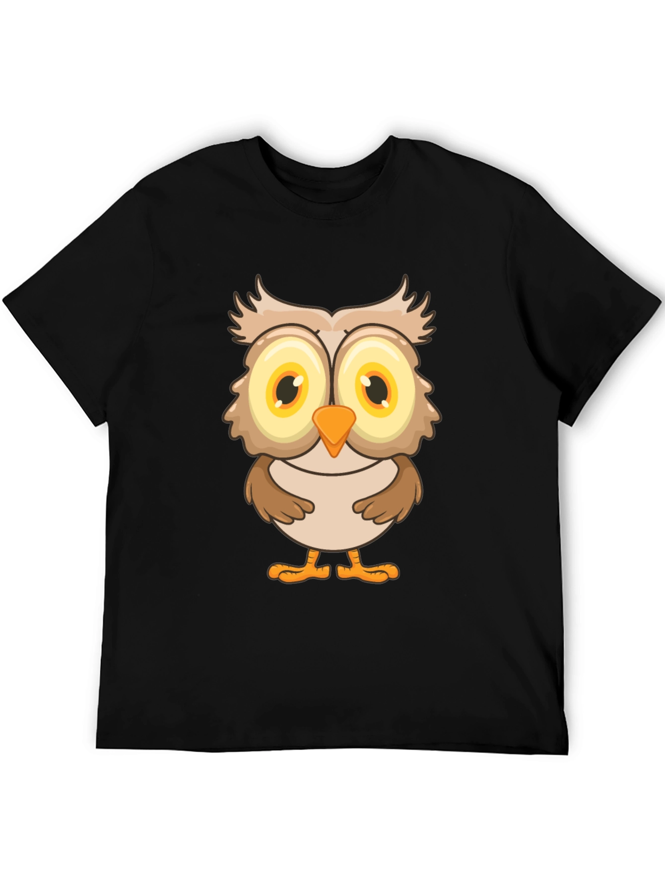Owl Graphic Print T-Shirt - Black Cotton Tee