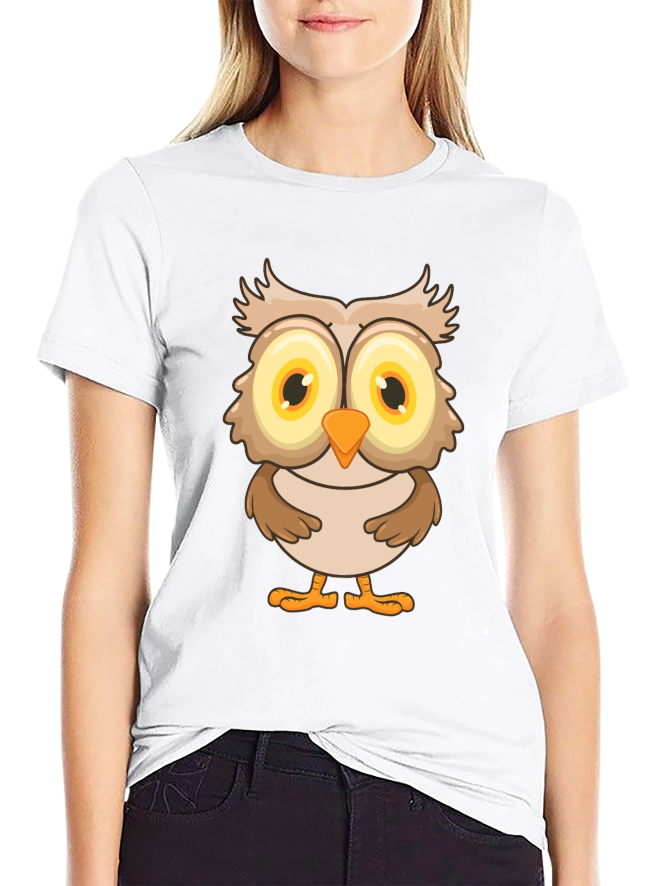Owl Graphic Print T-Shirt - Black Cotton Tee