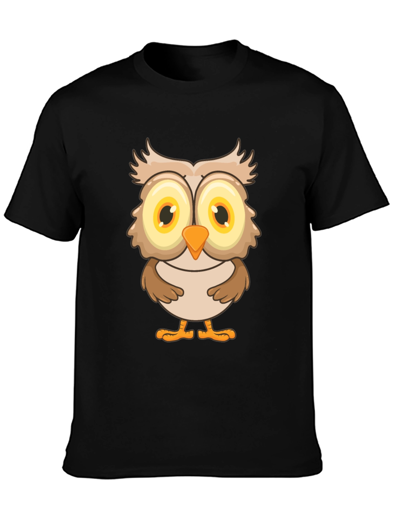 Owl Graphic Print T-Shirt - Black Cotton Tee