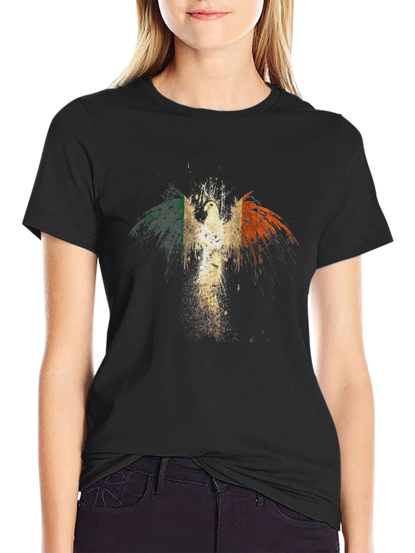 Irish Flag Phoenix Graphic Tee - Black