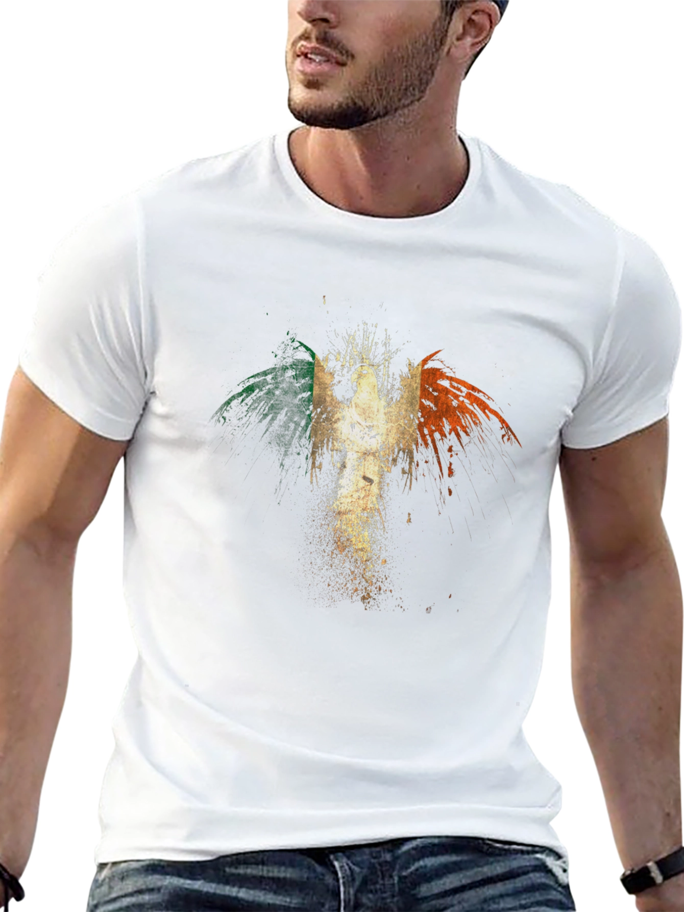Irish Flag Phoenix Graphic Tee - Black