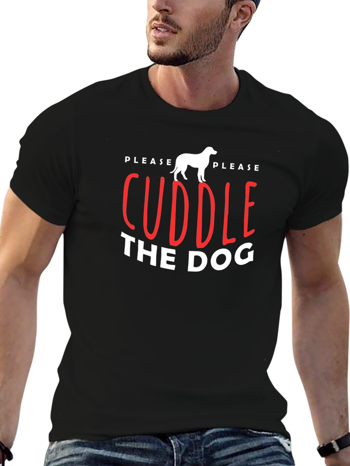 Please Cuddle the Dog T-Shirt – Cute Dog Lover Tee
