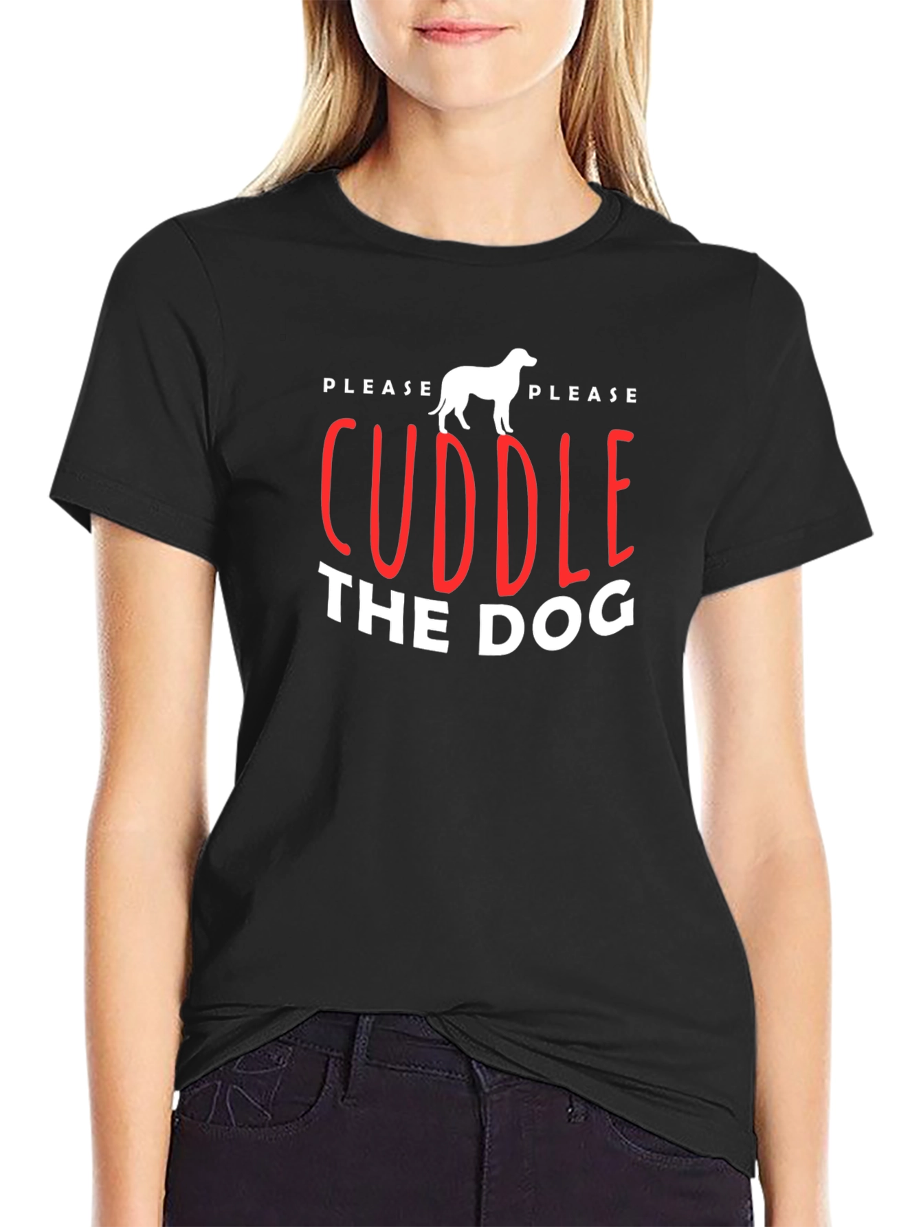 Please Cuddle the Dog T-Shirt – Cute Dog Lover Tee
