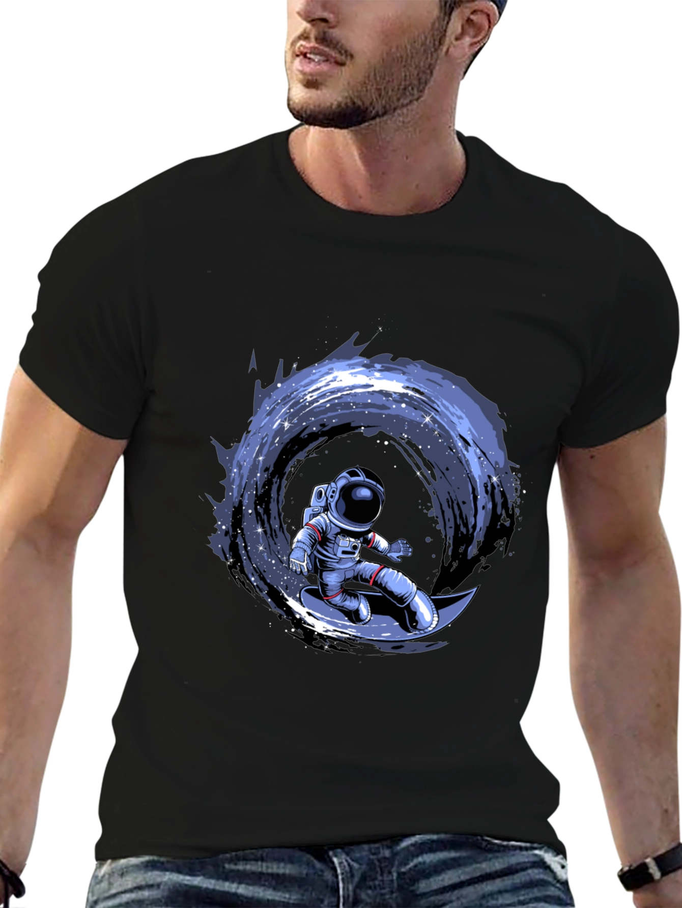 Astronaut Surfing Moon Graphic T-Shirt