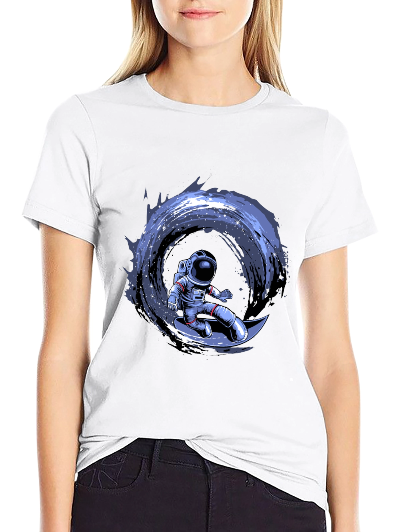 Astronaut Surfing Moon Graphic T-Shirt