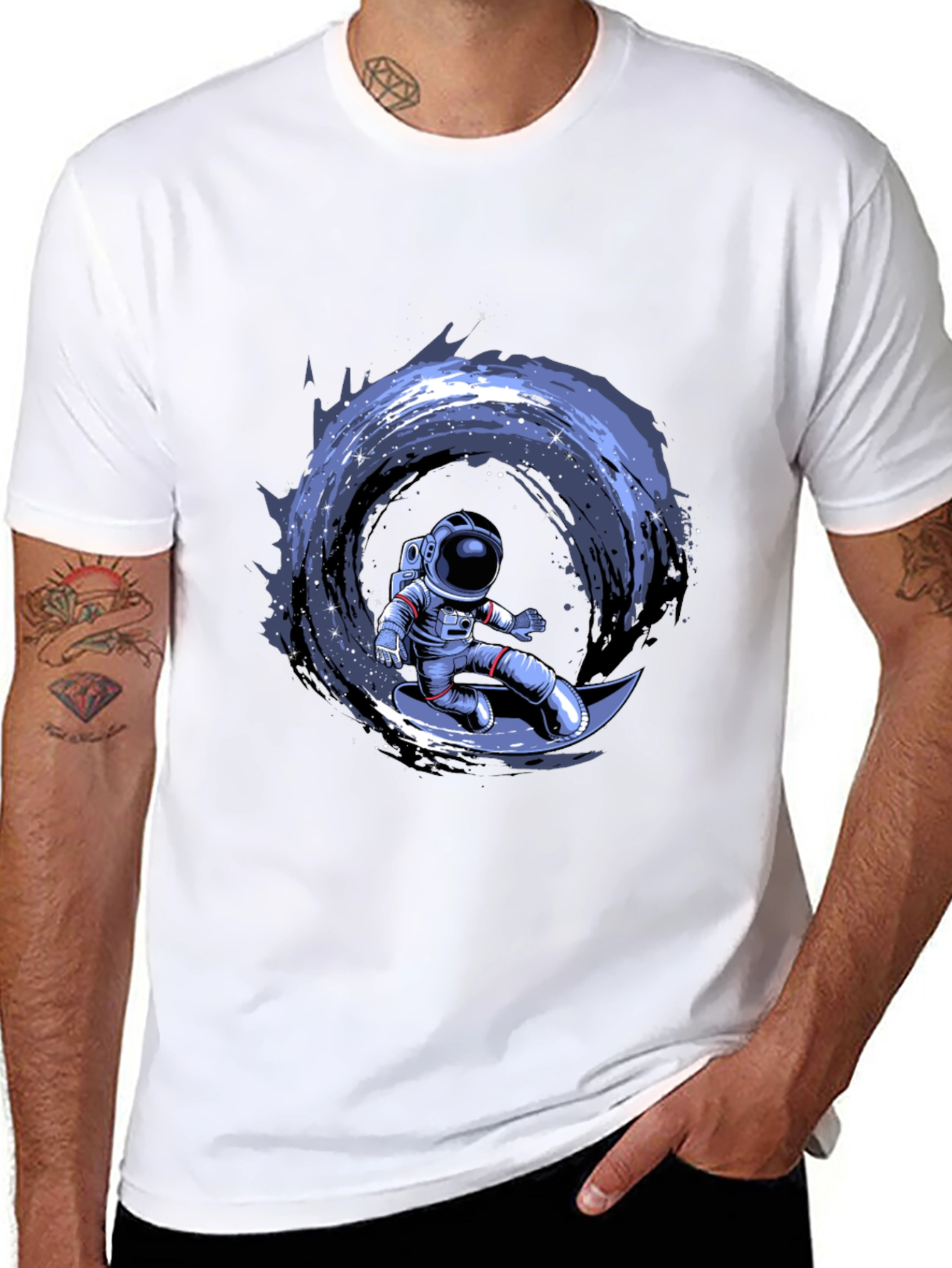 Astronaut Surfing Moon Graphic T-Shirt