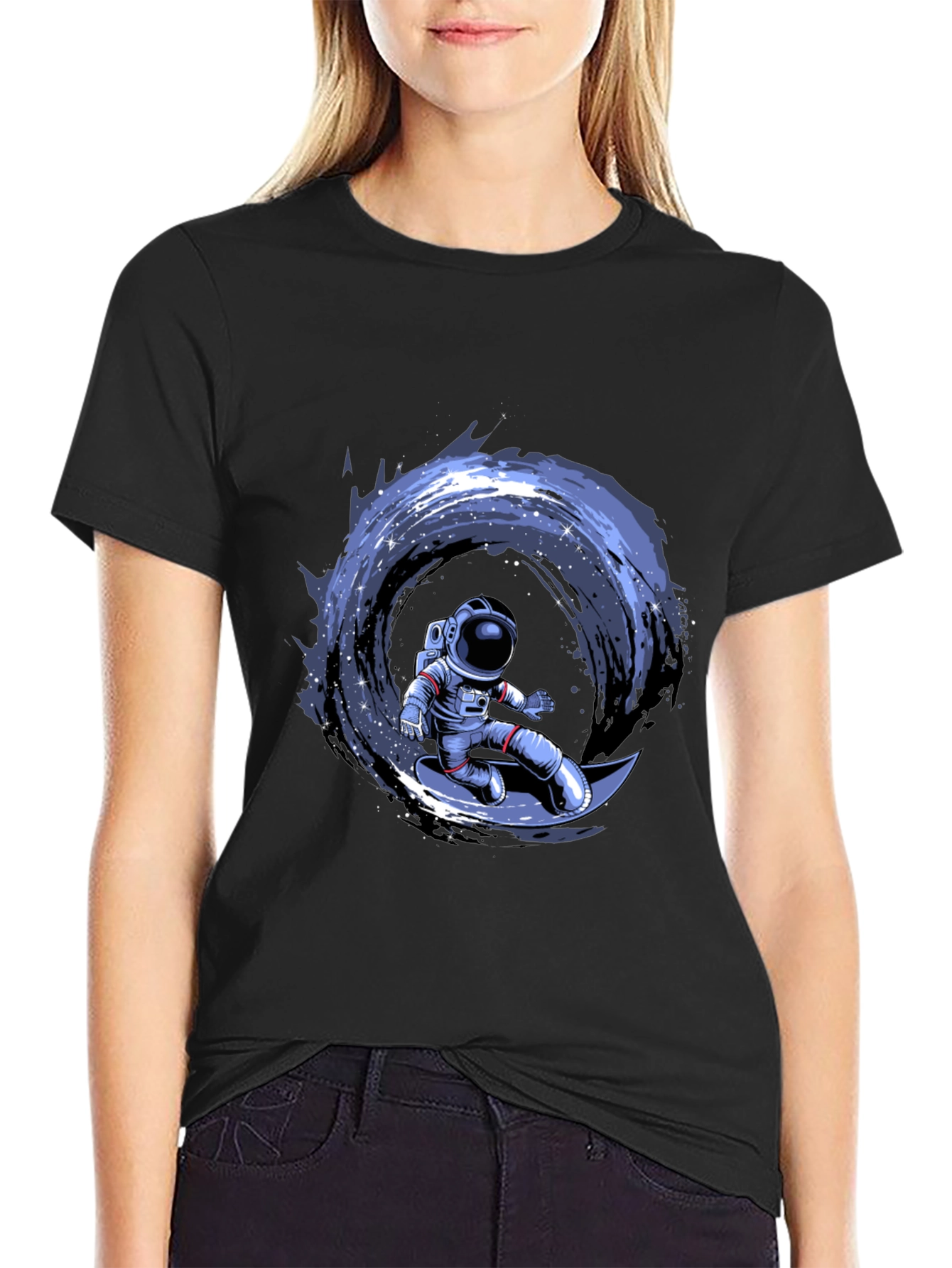 Astronaut Surfing Moon Graphic T-Shirt