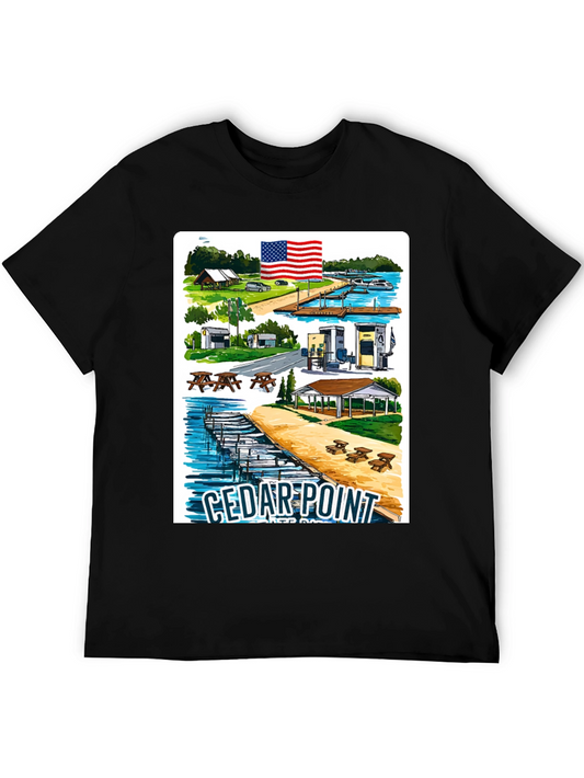 Cedar Point Retro Graphic Tee - Black Cotton Blend