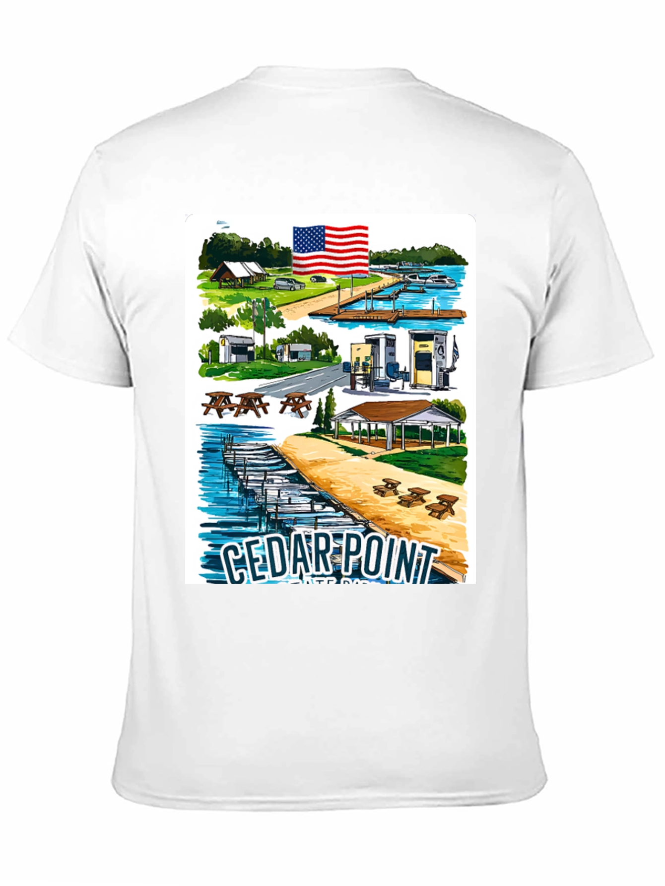 Cedar Point Retro Graphic Tee - Black Cotton Blend