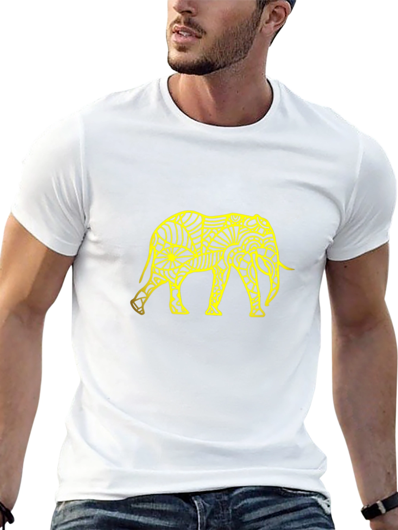 Abstract Elephant Graphic Tee - Black