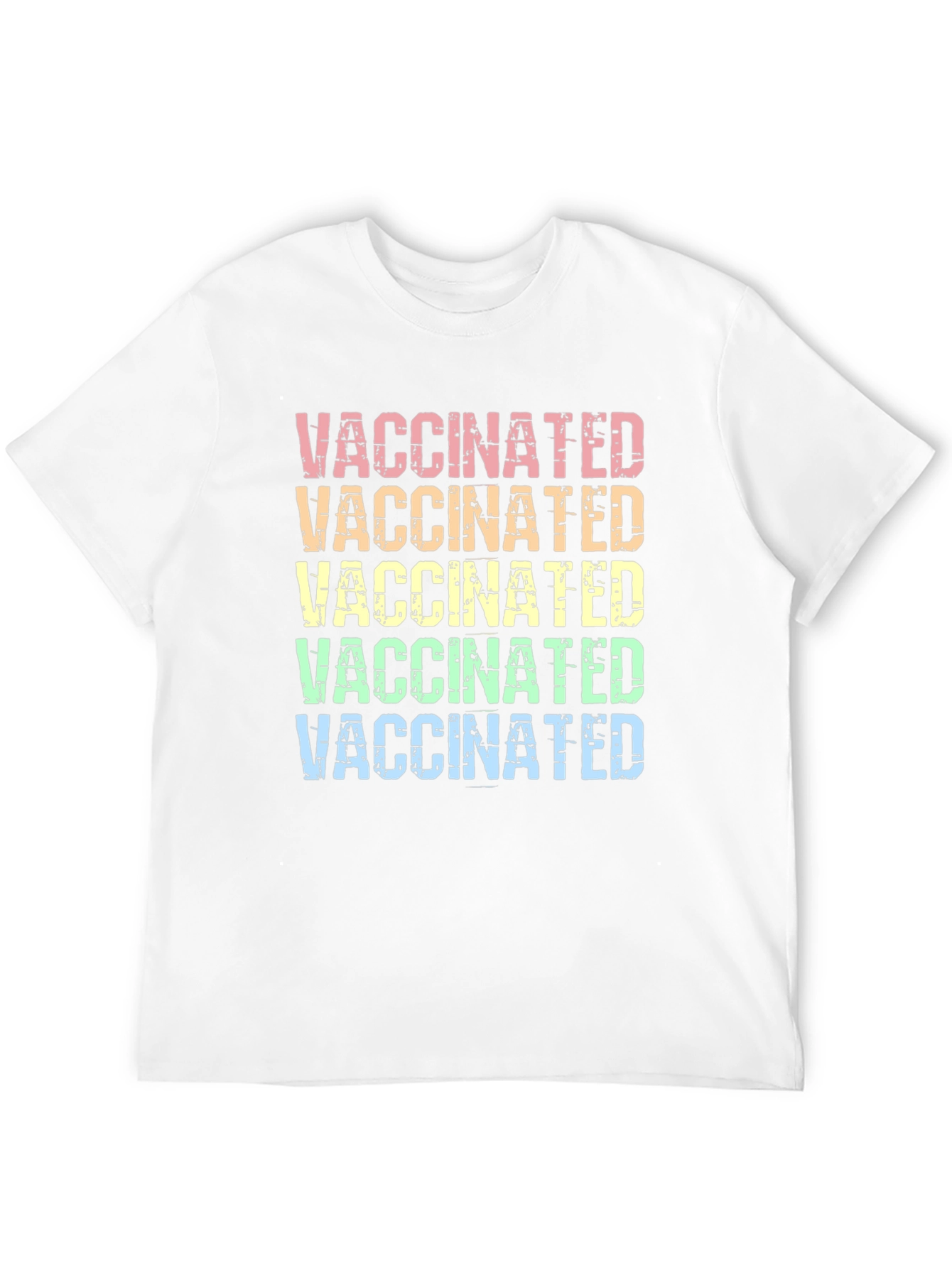 Vaccinated Rainbow Graphic T-Shirt Trendy Style