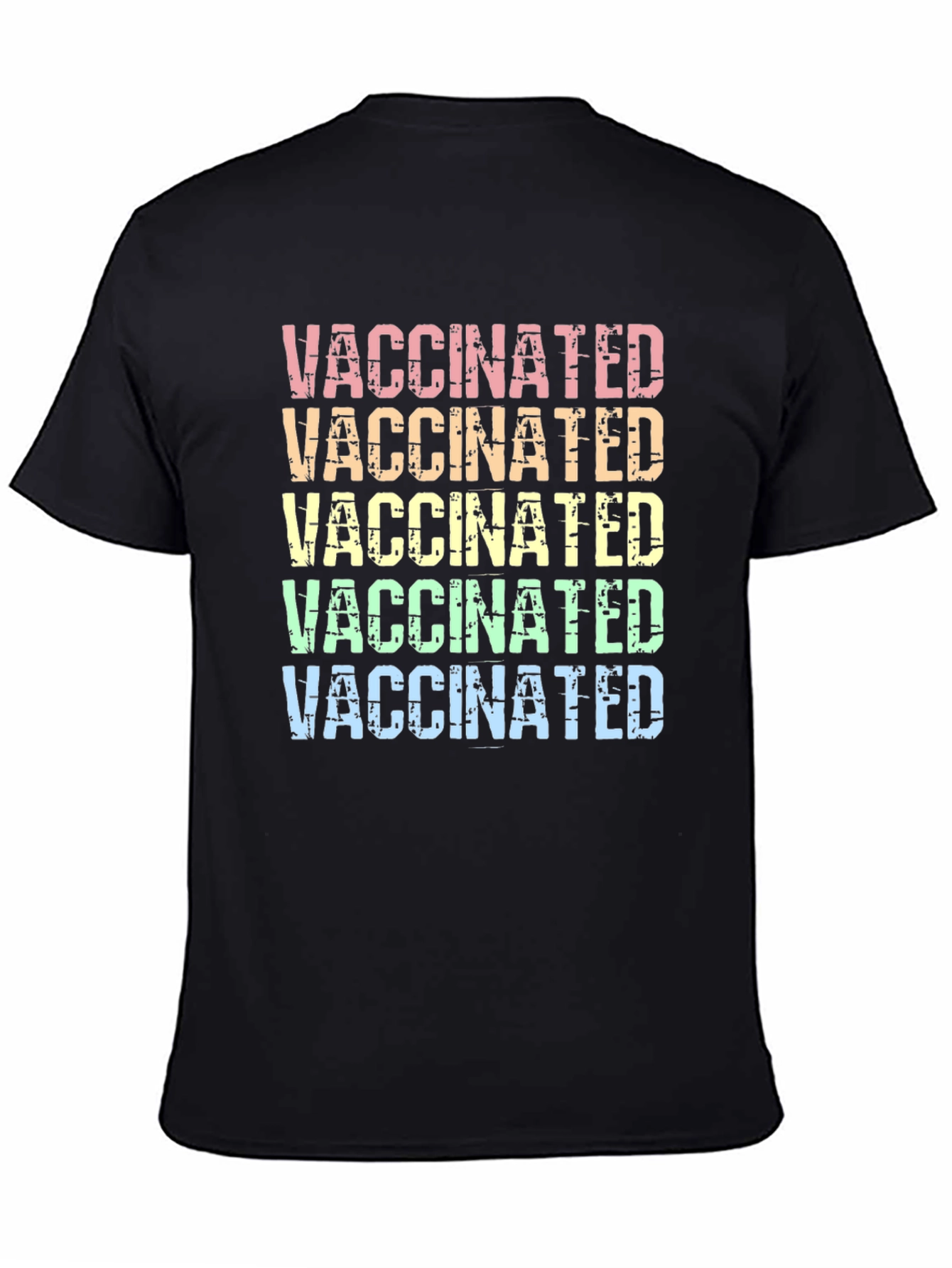 Vaccinated Rainbow Graphic T-Shirt Trendy Style