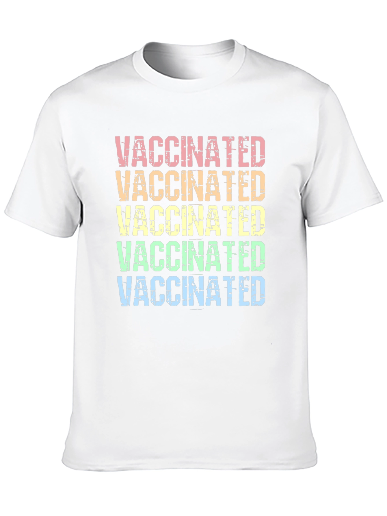 Vaccinated Rainbow Graphic T-Shirt Trendy Style