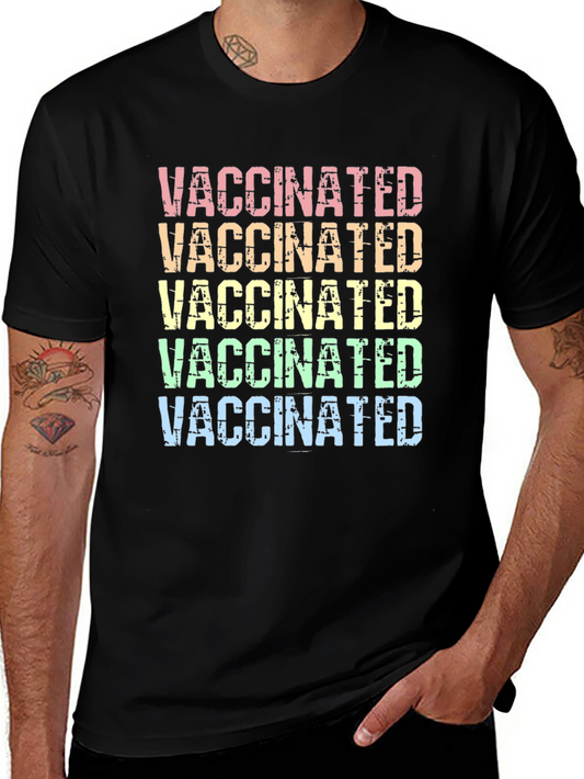 Vaccinated Rainbow Graphic T-Shirt Trendy Style