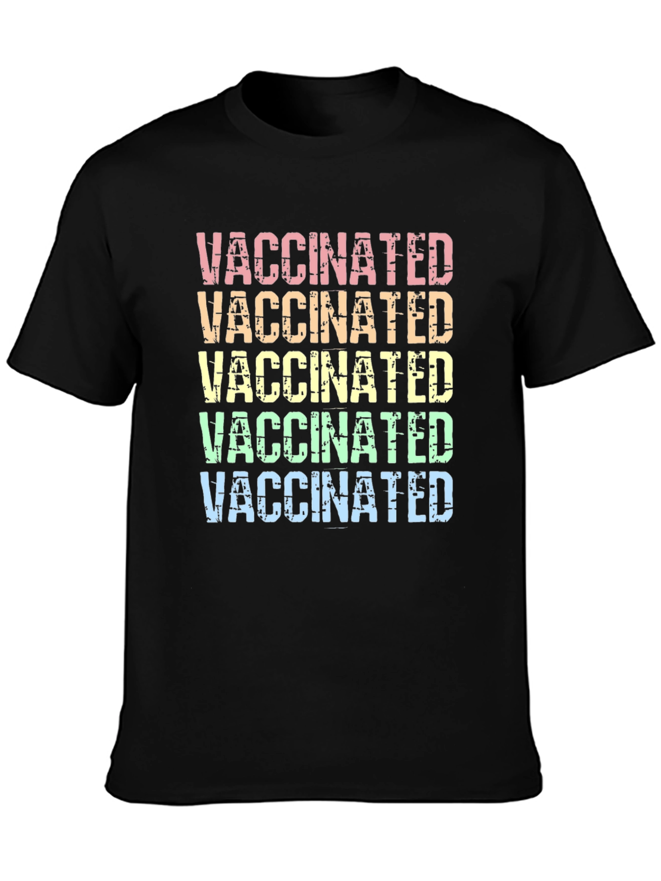 Vaccinated Rainbow Graphic T-Shirt Trendy Style