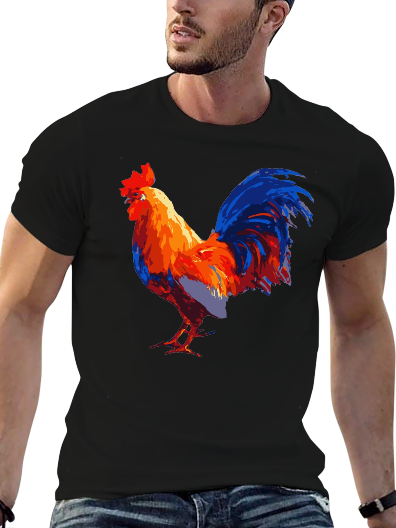 Bold Rooster Graphic Tee - Mens Black T-Shirt