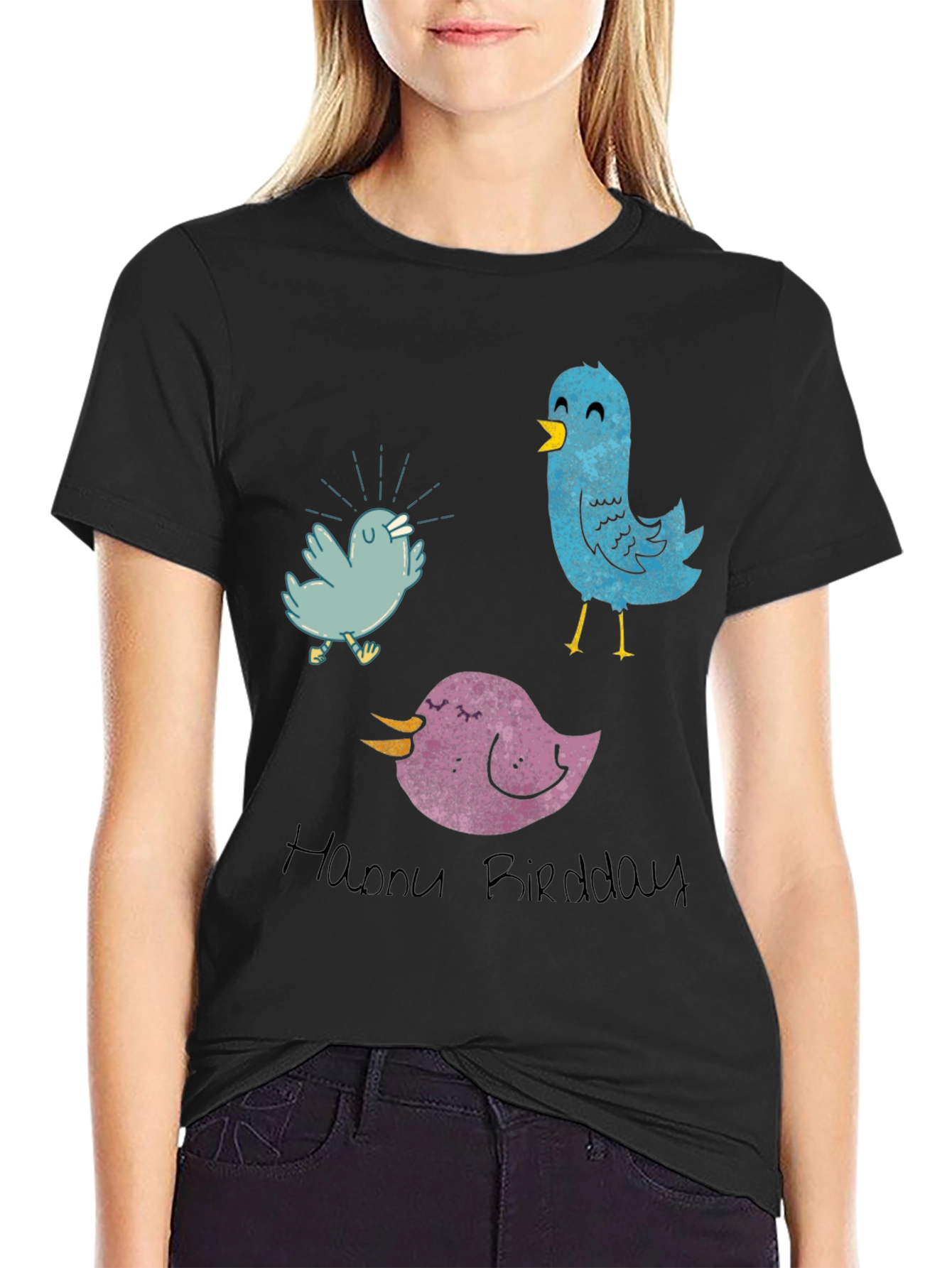 Whimsical Bird T-Shirt - Happy Birddday